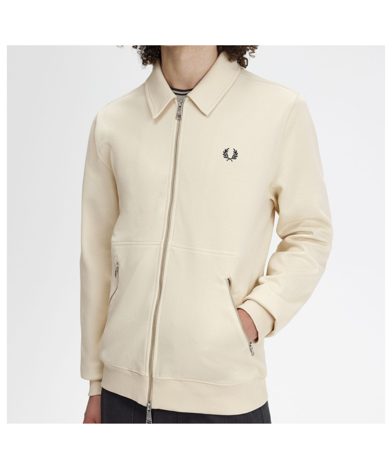 Fred Perry Jersey Zip-Through Sweatshirt | Oatmeal - M7858-691