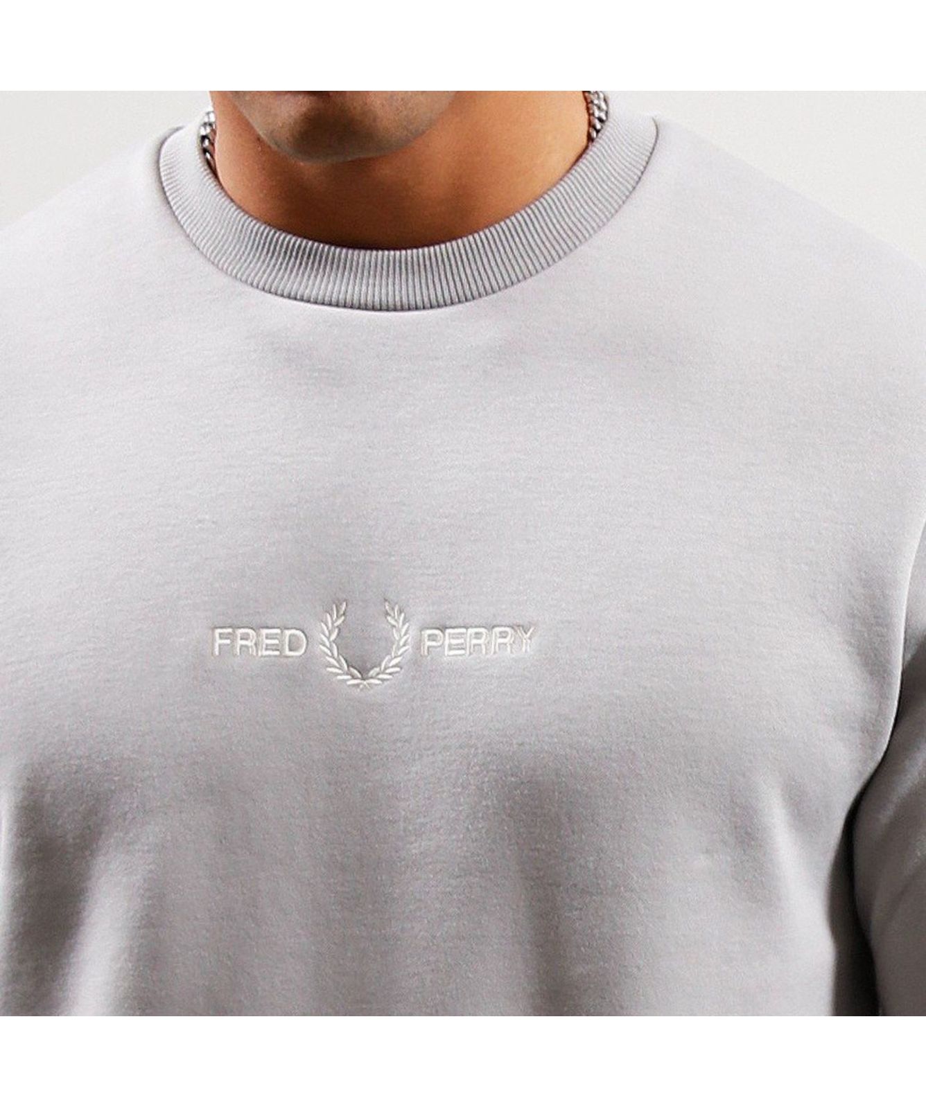 Fred Perry Embroidered Crew Sweatshirt | Grey - M4727