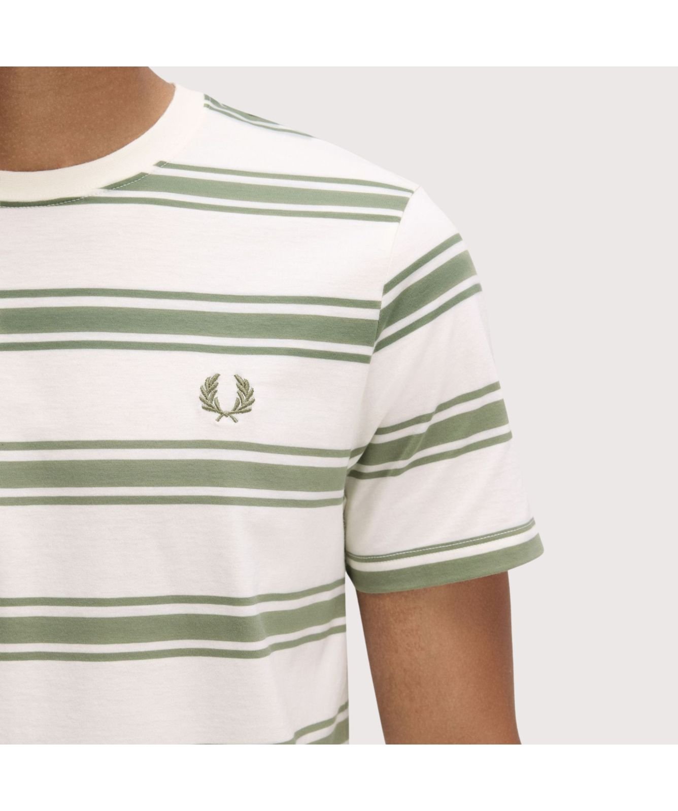 Fred Perry Fine Stripe T-Shirt | Light Ecru - M9851-760 Fred Perry Fine Stripe T-Shirt | Light Ecru - M9851-760