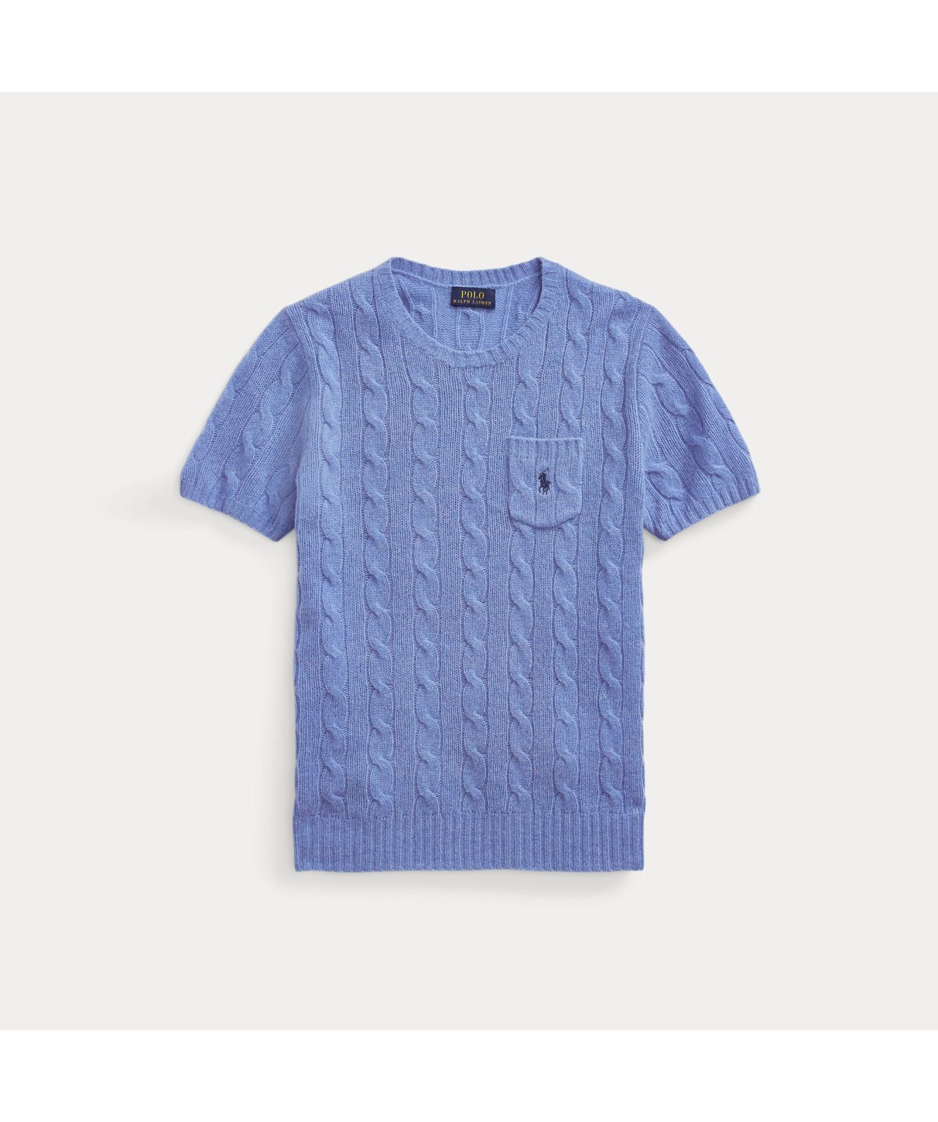 Polo Ralph Lauren Cable Wool-Cashmere Short-Sleeve Jumper Blue