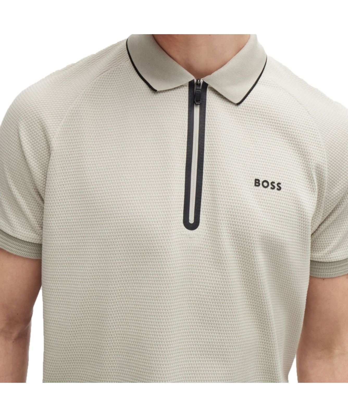 BOSS Philix Zip Polo Short Sleeves Shirt | Beige - 50519760, blue-498