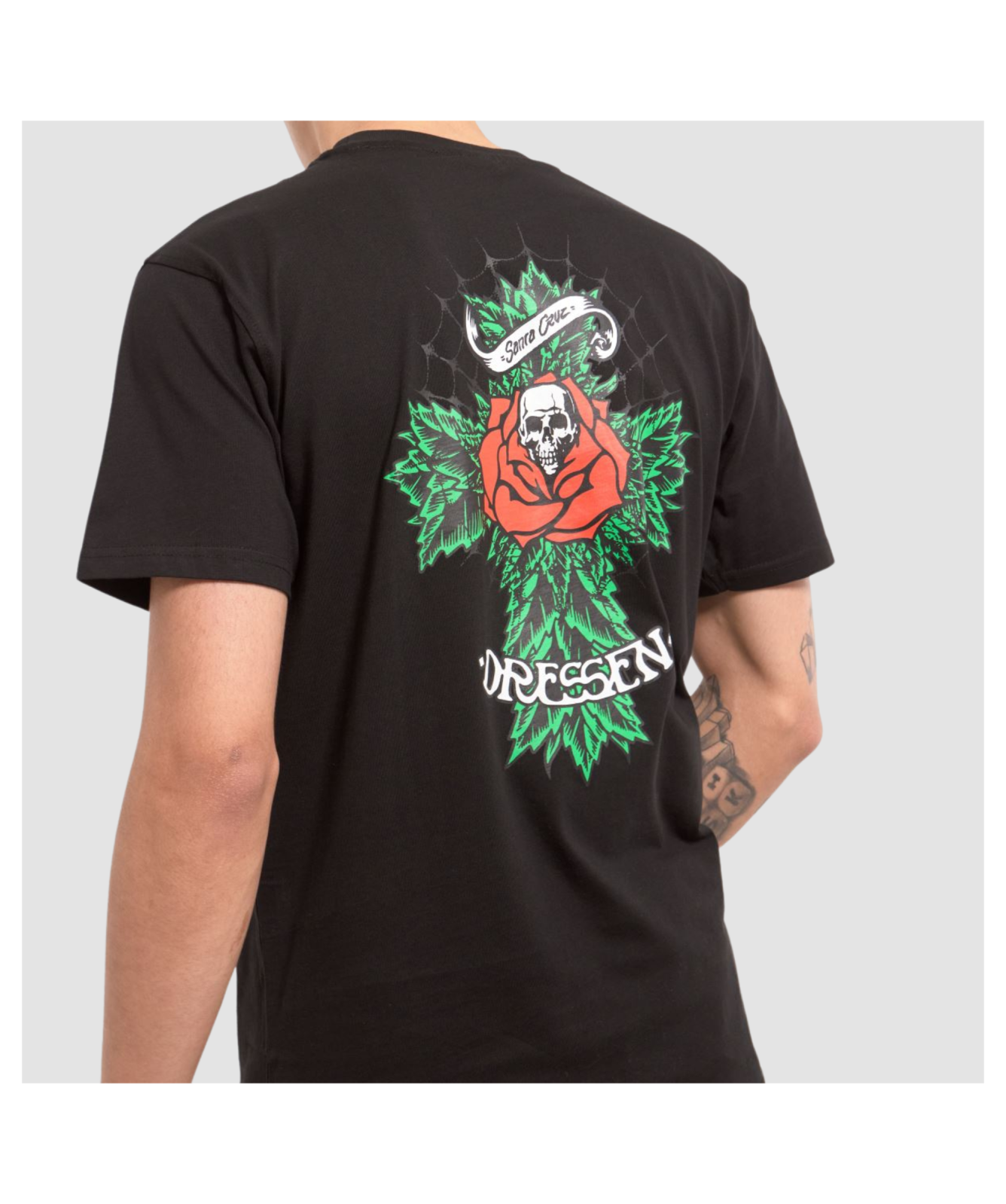 Santa Cruz Men's Dressen Rose Cross T-Shirt | Black - SCA