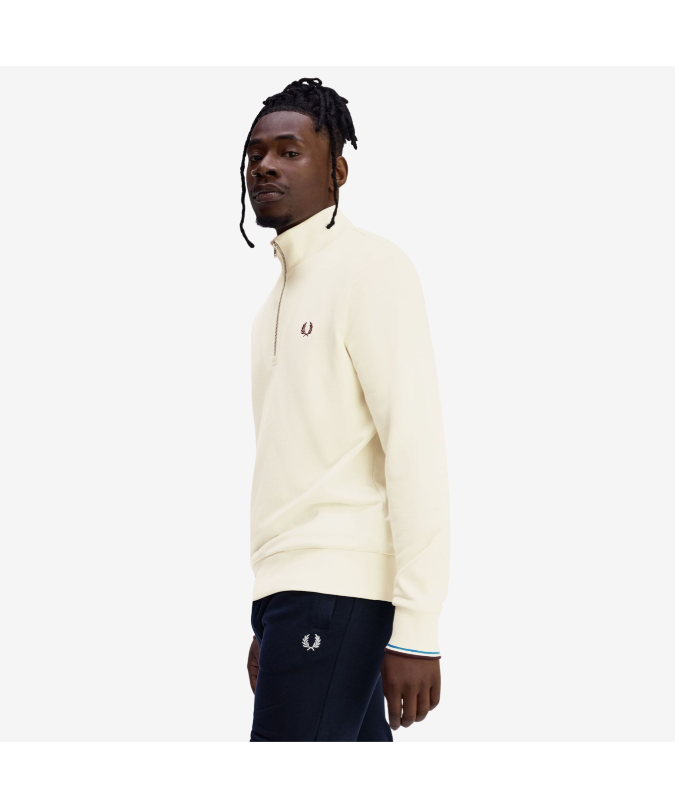 Fred Perry Half Zip Sweatshirt | Ecru- M3574-Z46, Sport