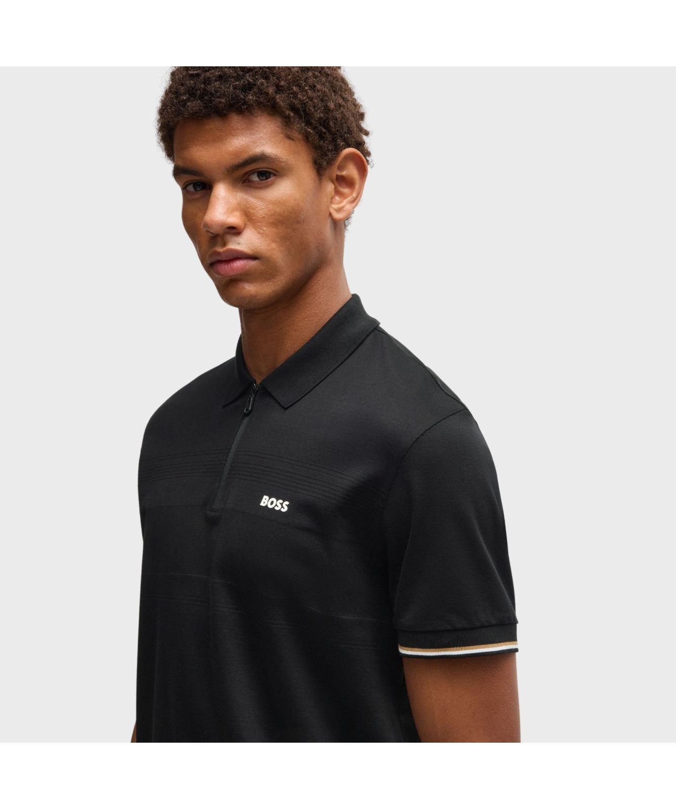 Boss Structured Cotton Philix Pima Polo Shirt | Black - 50538177