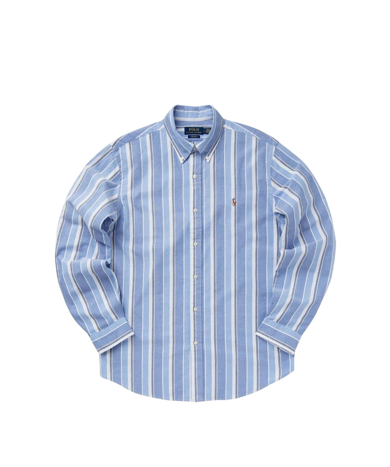Polo Ralph Lauren Custom Fit Striped Oxford Shirt Blue