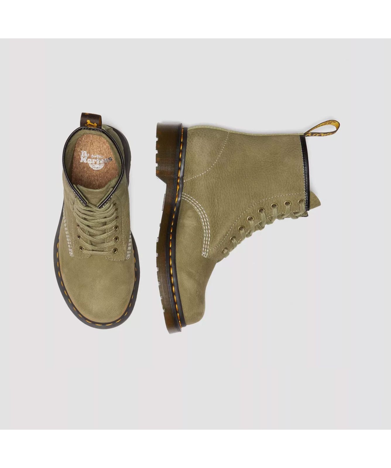 Doc Martens 1460 Pascal Leather Suede Lace Up Boots in Olive Mens Size 8 41 1460 Pascal Olive Carrara 8 Eye Boot — Downes main image 2