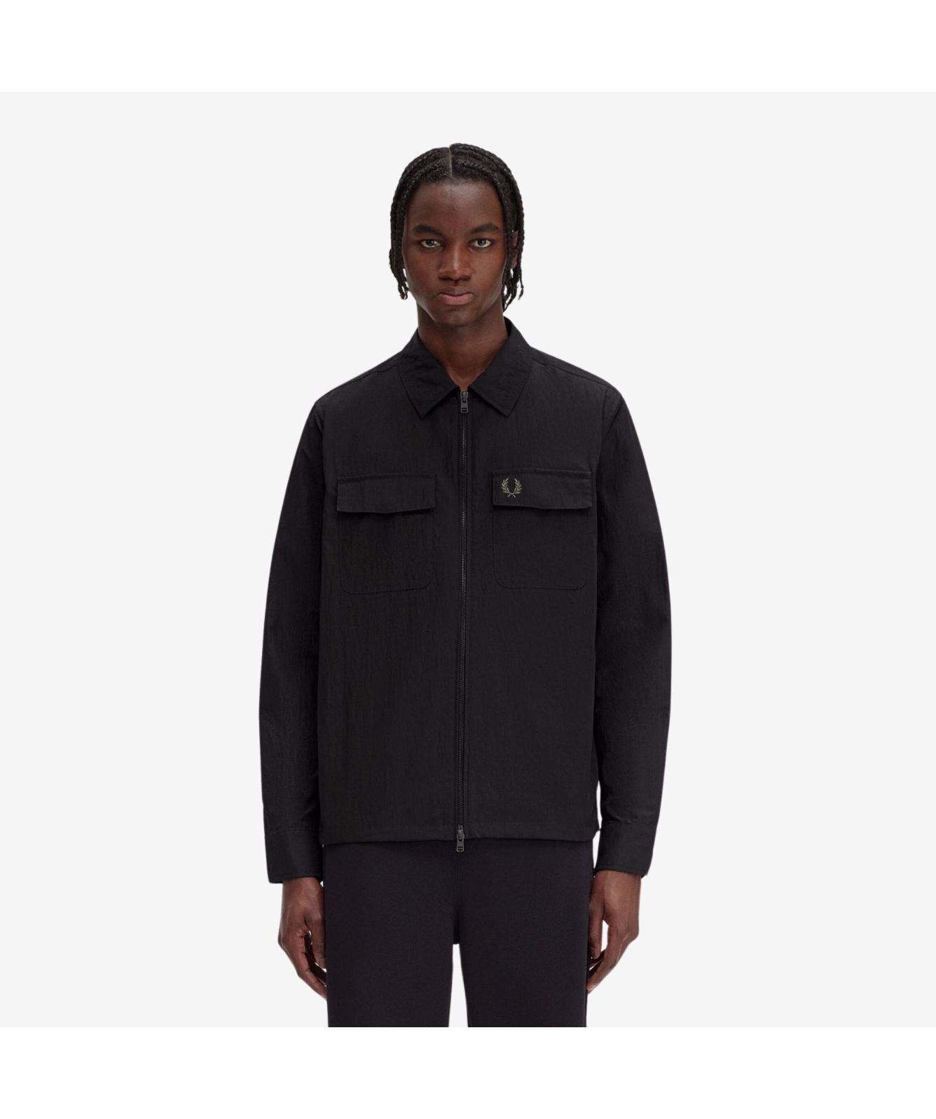 perry Fred Perry Zip Through Pocket Overshirt | Black-M5684-236