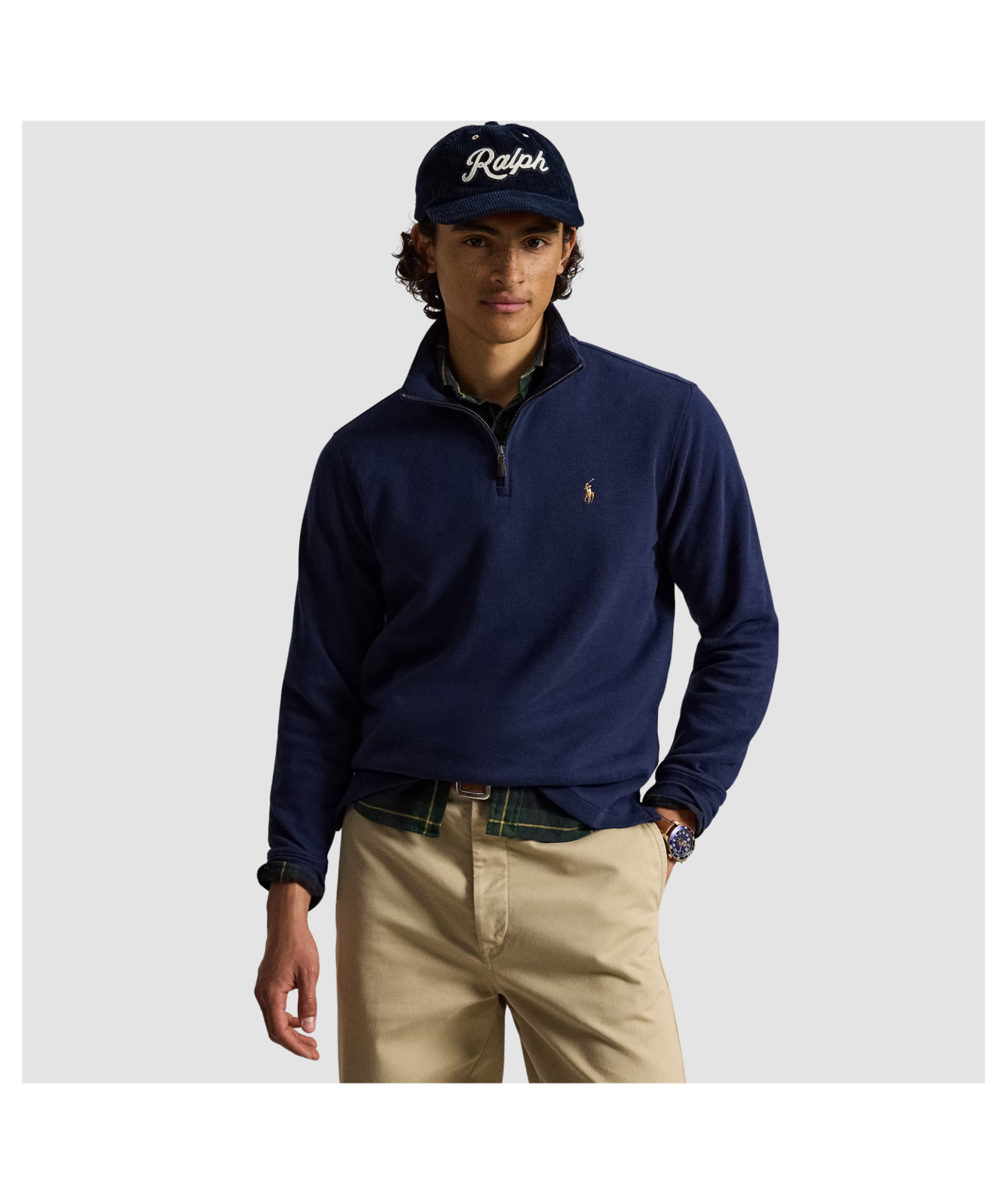 Men's Polo Ralph Lauren Estate Rib Quarter-Zip Pullover - Beige