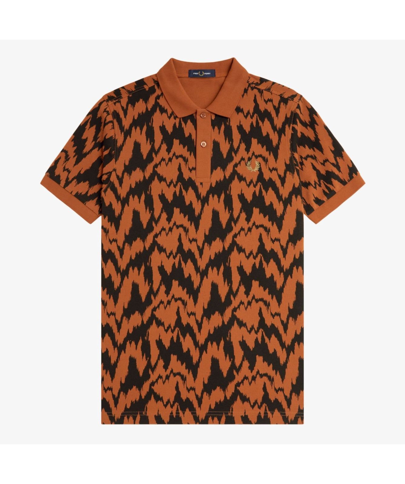 Fred Perry Animal Print Polo Shirt Rust M8690