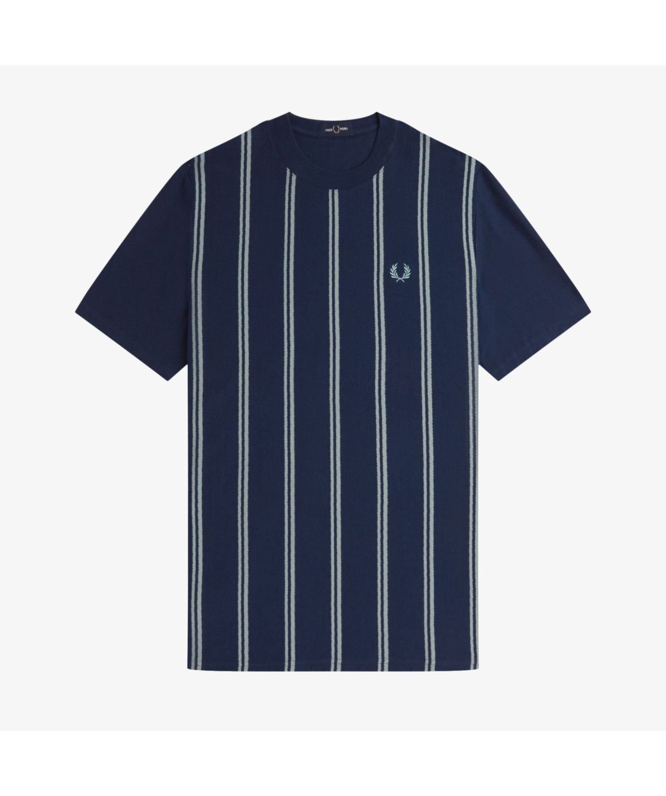 Fred Perry Striped Crepe Pique C Neck T-Shirt | Sage-M9867