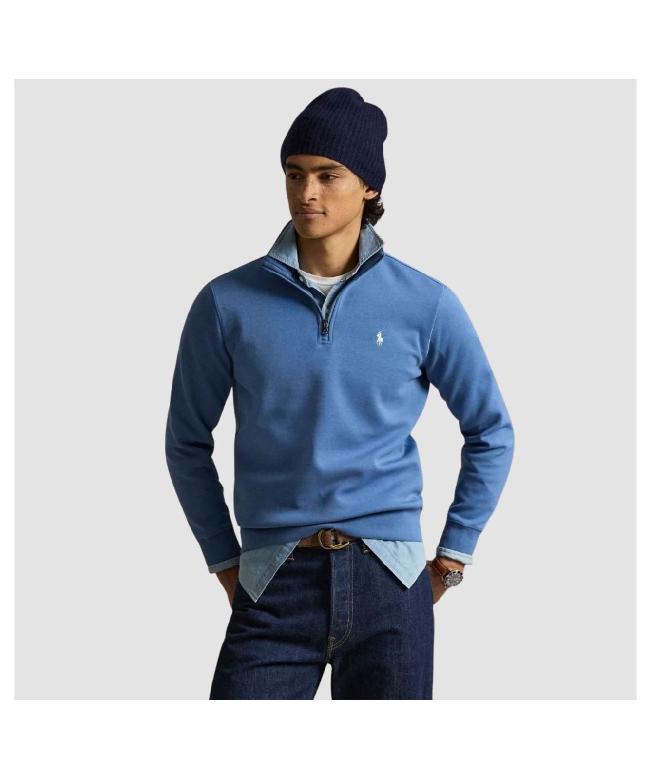 Men's Polo Ralph Lauren Quarter Zip Pullover - Delta Blue | Kular