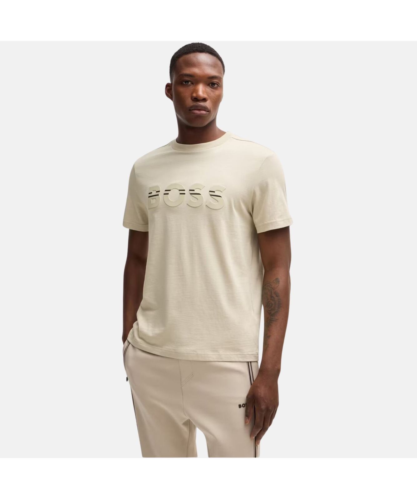 Boss Tee 1 Crew Neck T-Shirt | Beige-50525208-271-Teal-494