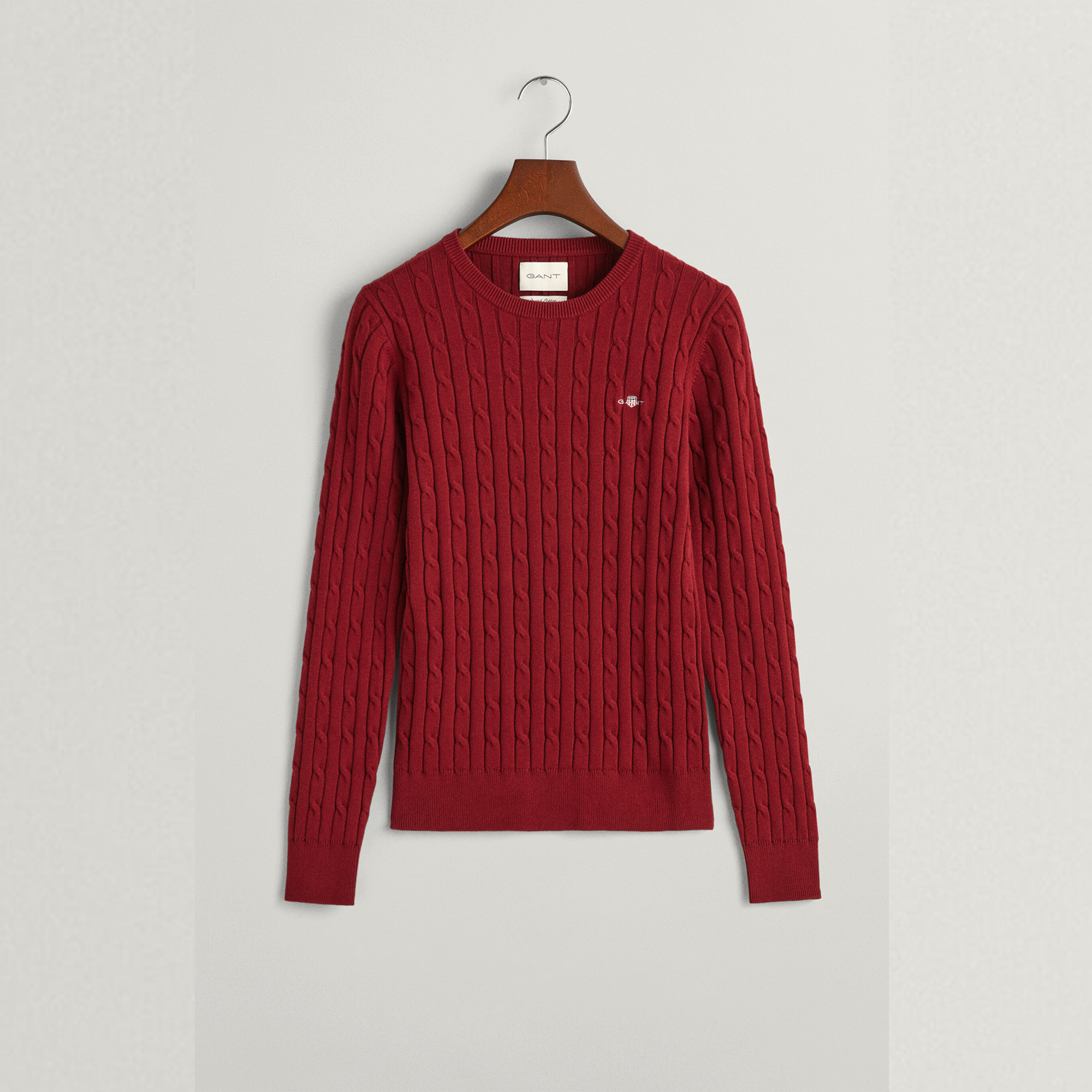 refomed GUNT KNIT SWEATER RED size２ GANT Stretch Cotton Cable Knit Crew Neck Sweater