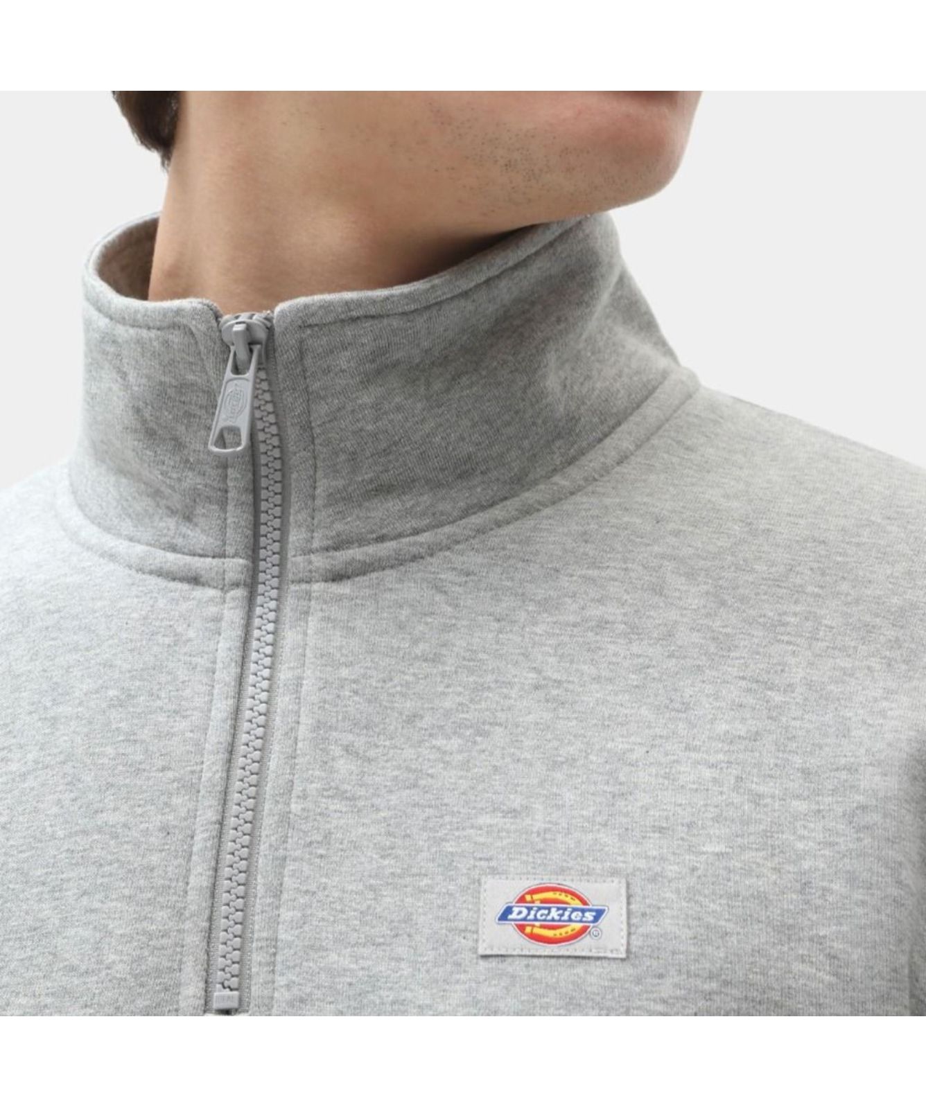DSK④ Dickies Oakport Quarter Zip Sweatshirt | Marl Grey -DK0A4XD4HG01