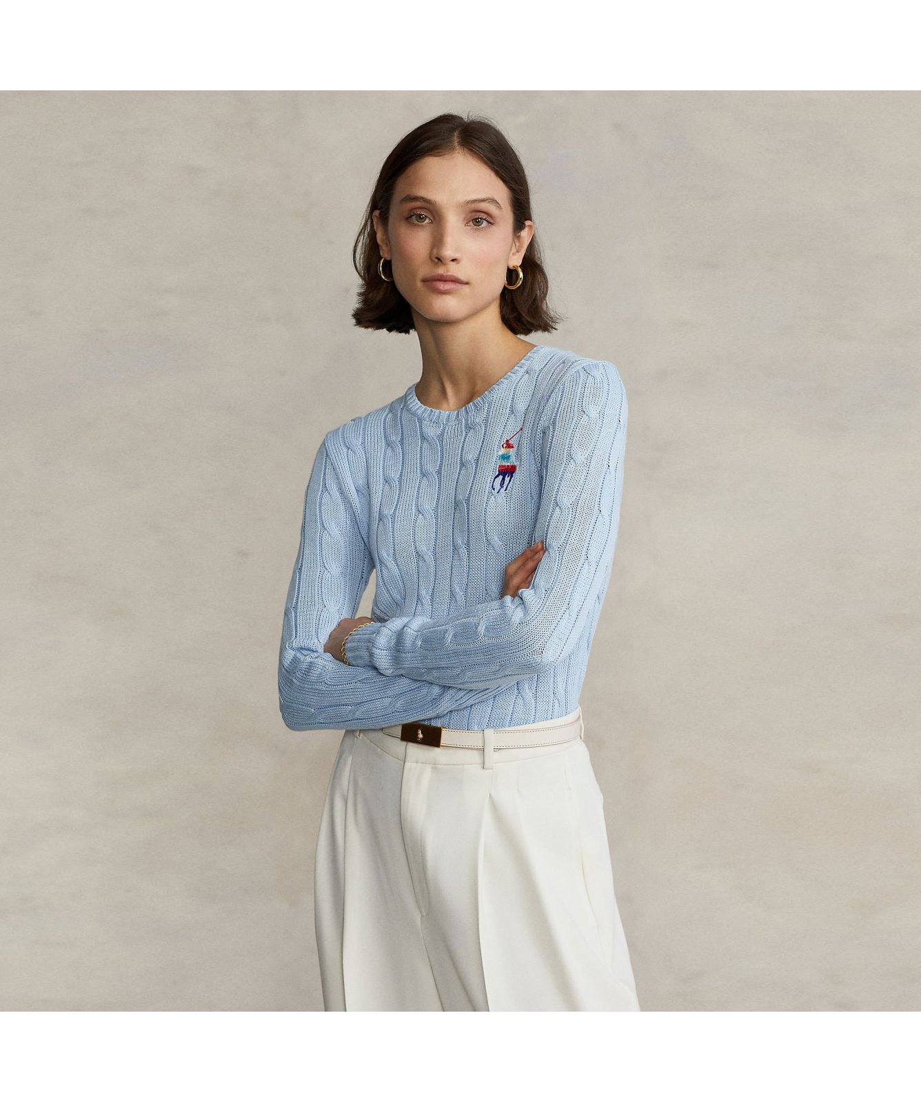 Polo Ralph Lauren Ombre Big Pony Cable-Knit Jumper | Blue