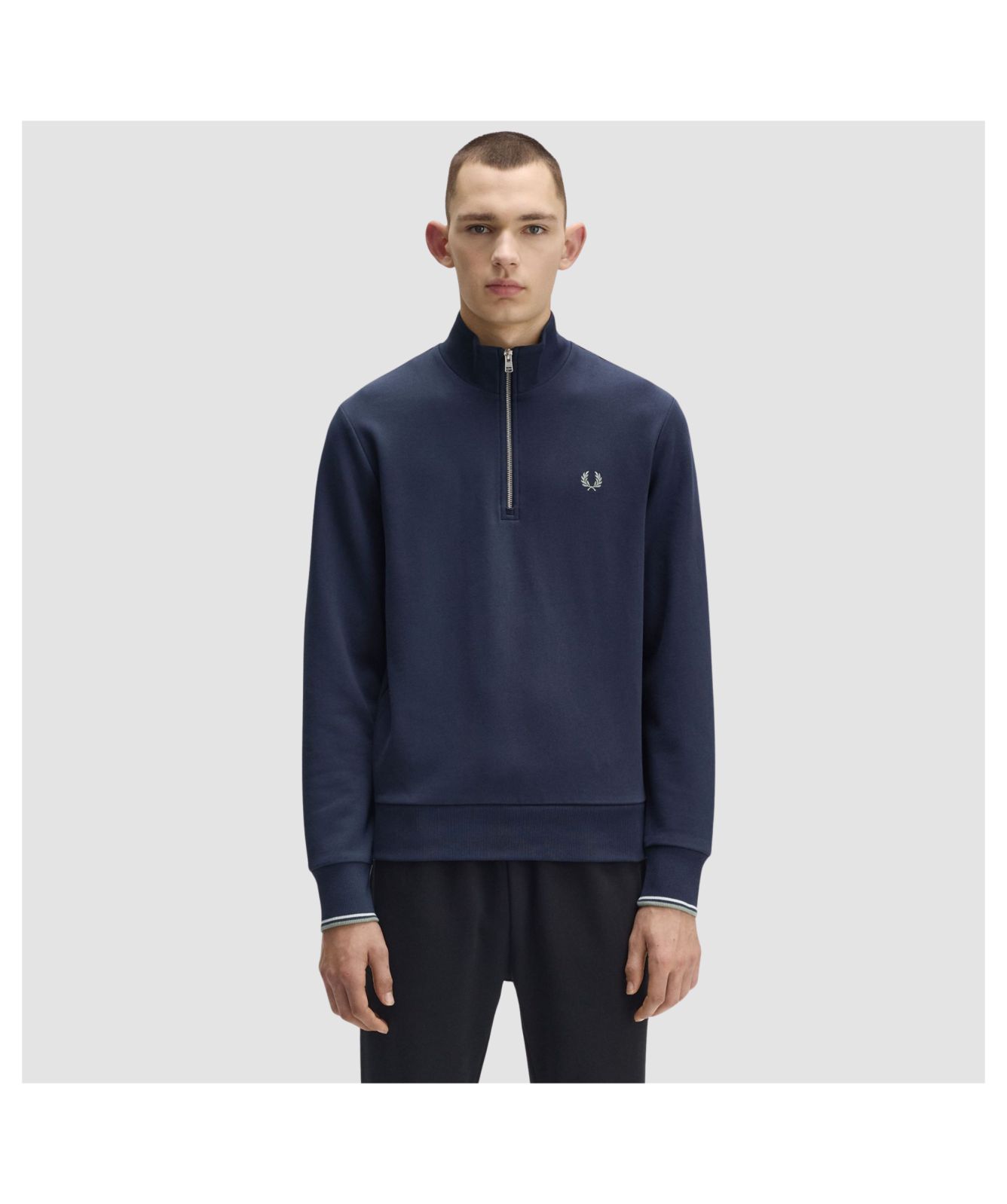 Fred Perry Half Zip Sweatshirt | Ecru- M3574-Z46, Sport Green