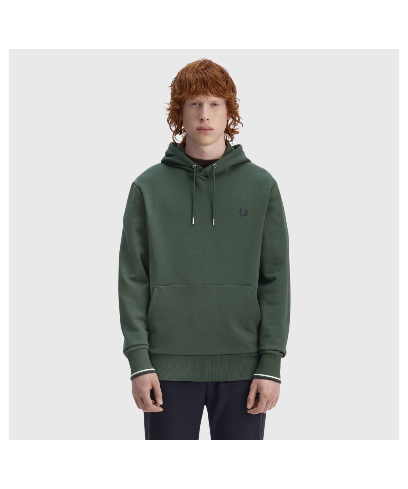 Fred Perry Tipped Hooded Sweatshirt - Court Green | Kular Fashion