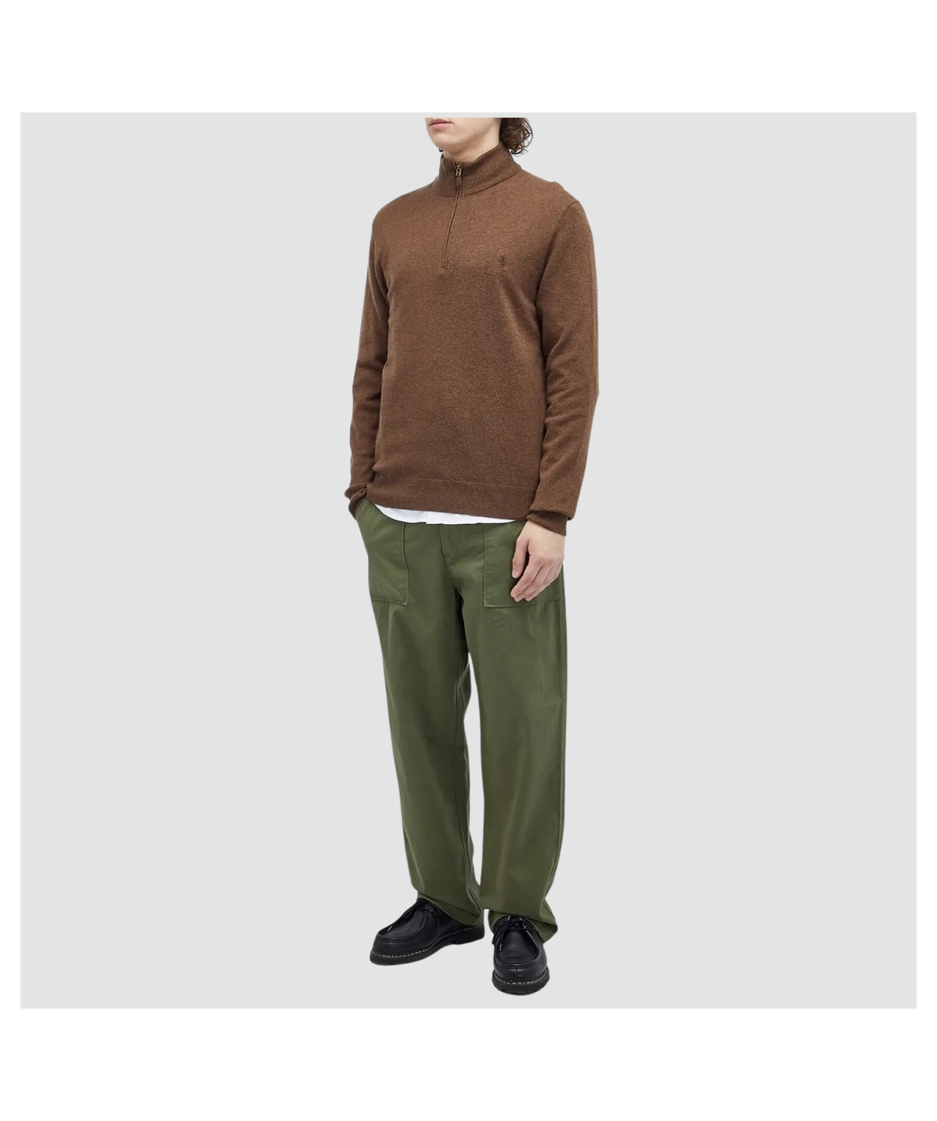 Polo Ralph Lauren Lambswool Quarter Zip Jumper | Brown, Camel or