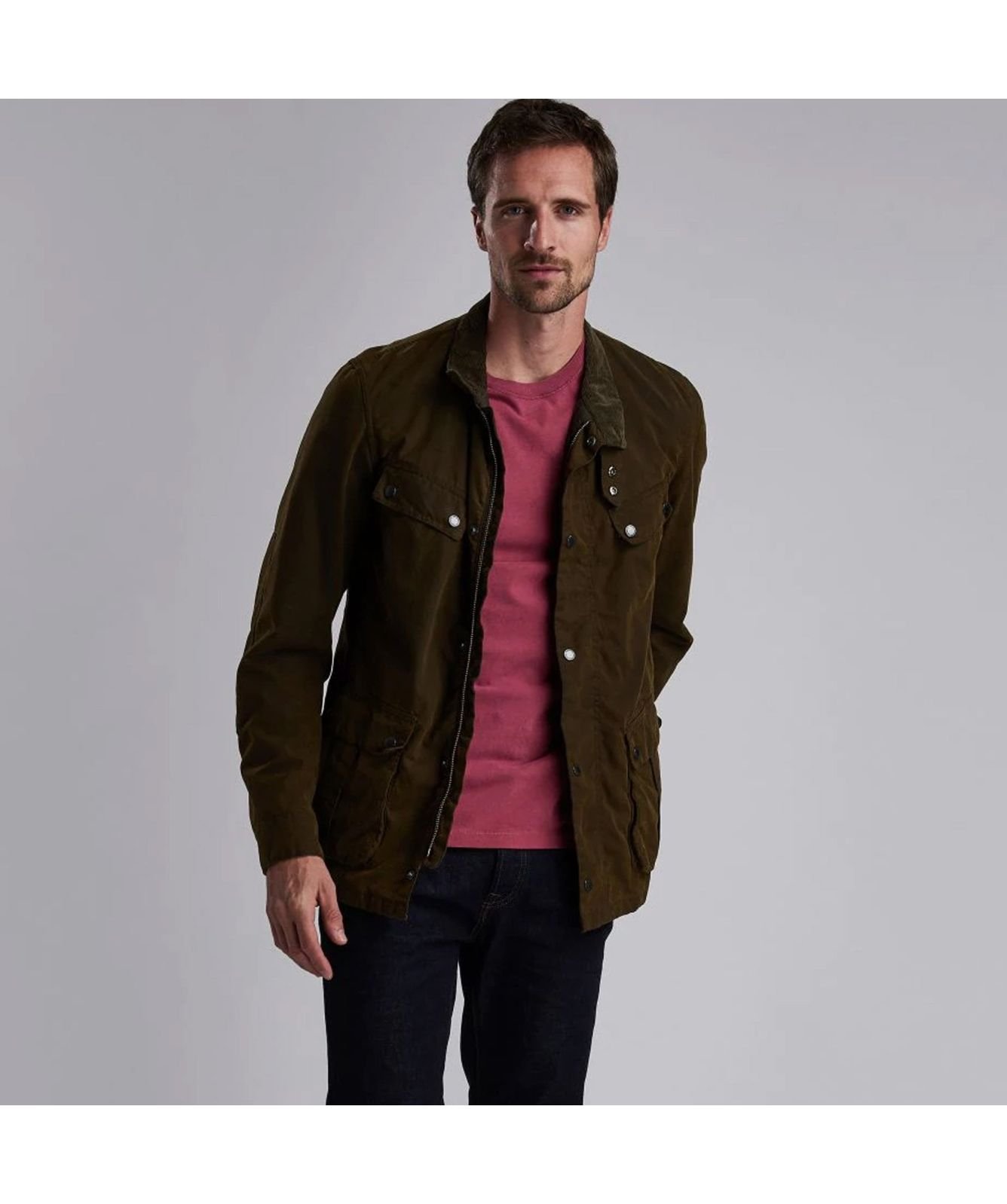 Barbour International Duke Washed Waxed Cotton Jacket | Olive