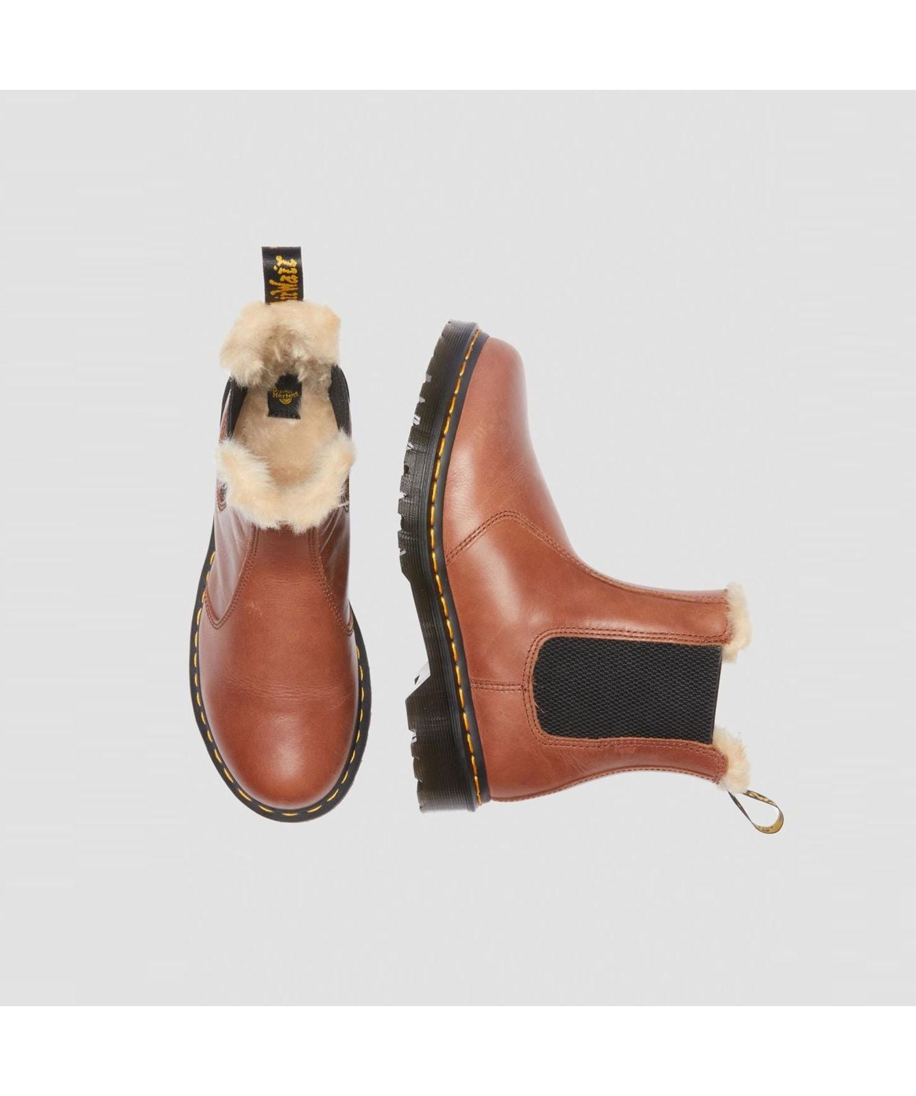 Fur Lined Dr Martens 2976 Brown Chelsea Boots Martens 2976
