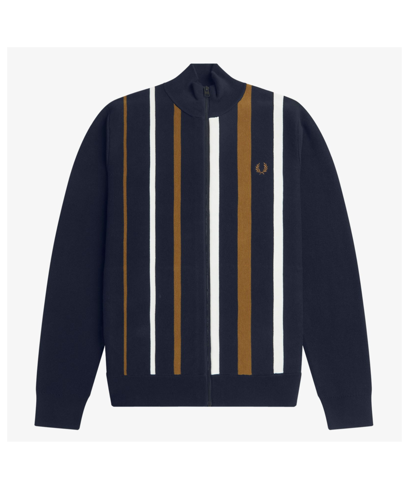 Fred Perry Men's Striped Knitted Track Jacket | Navy - K7621