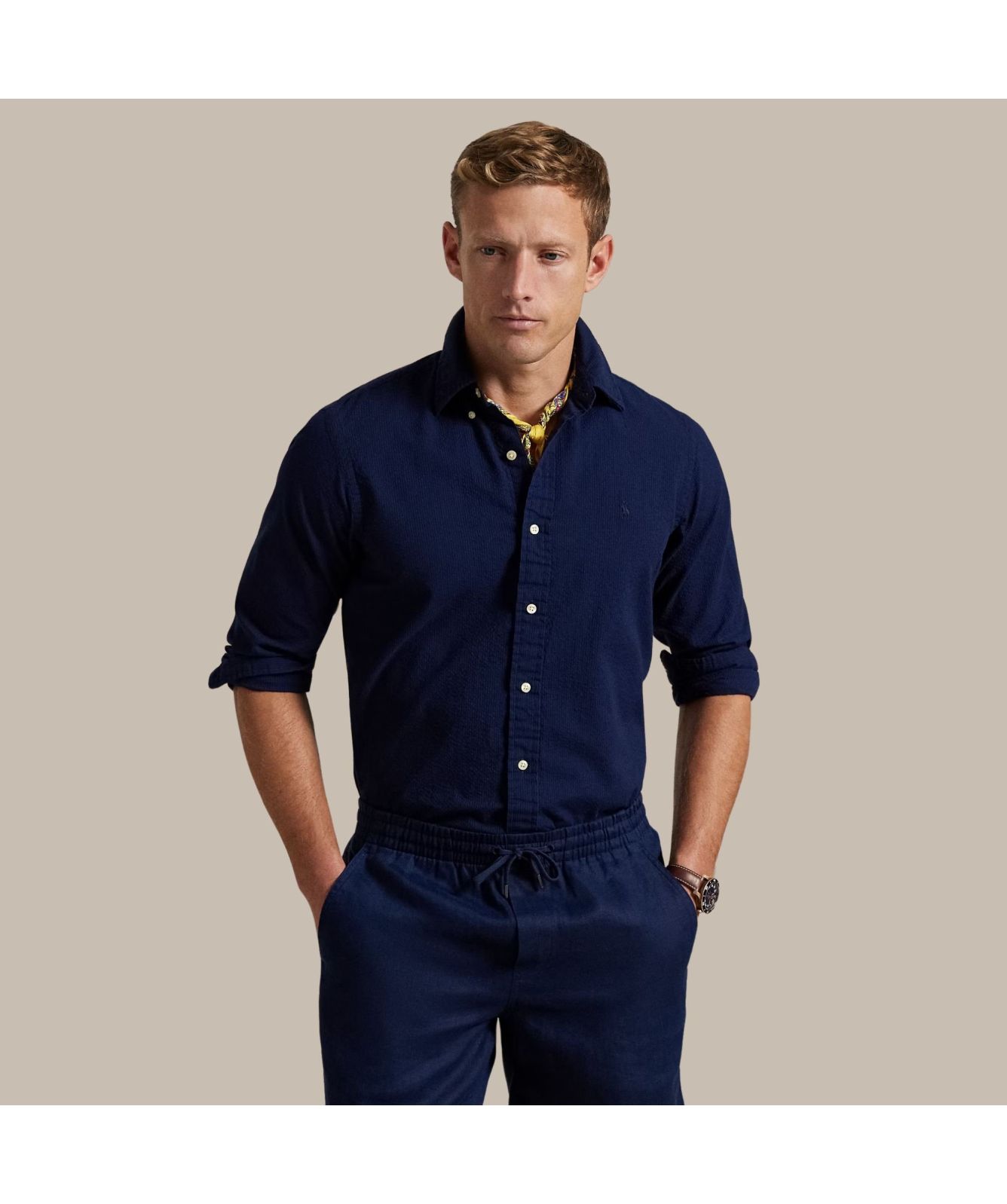 Polo Ralph Lauren Custom Fit Seersucker Shirt | Navy