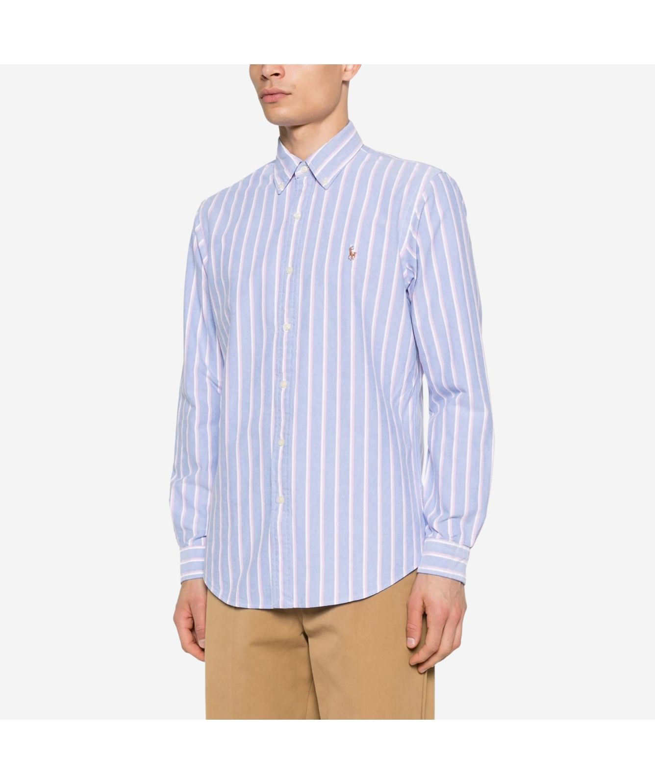 Polo Ralph Lauren Button Down Custom Fit Striped Shirt | Blue 