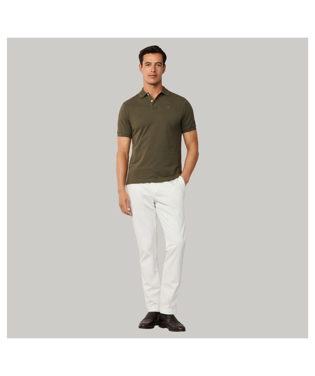 Hackett Slim Fit Short Sleeve Pique Polo Shirt | Cargo Green