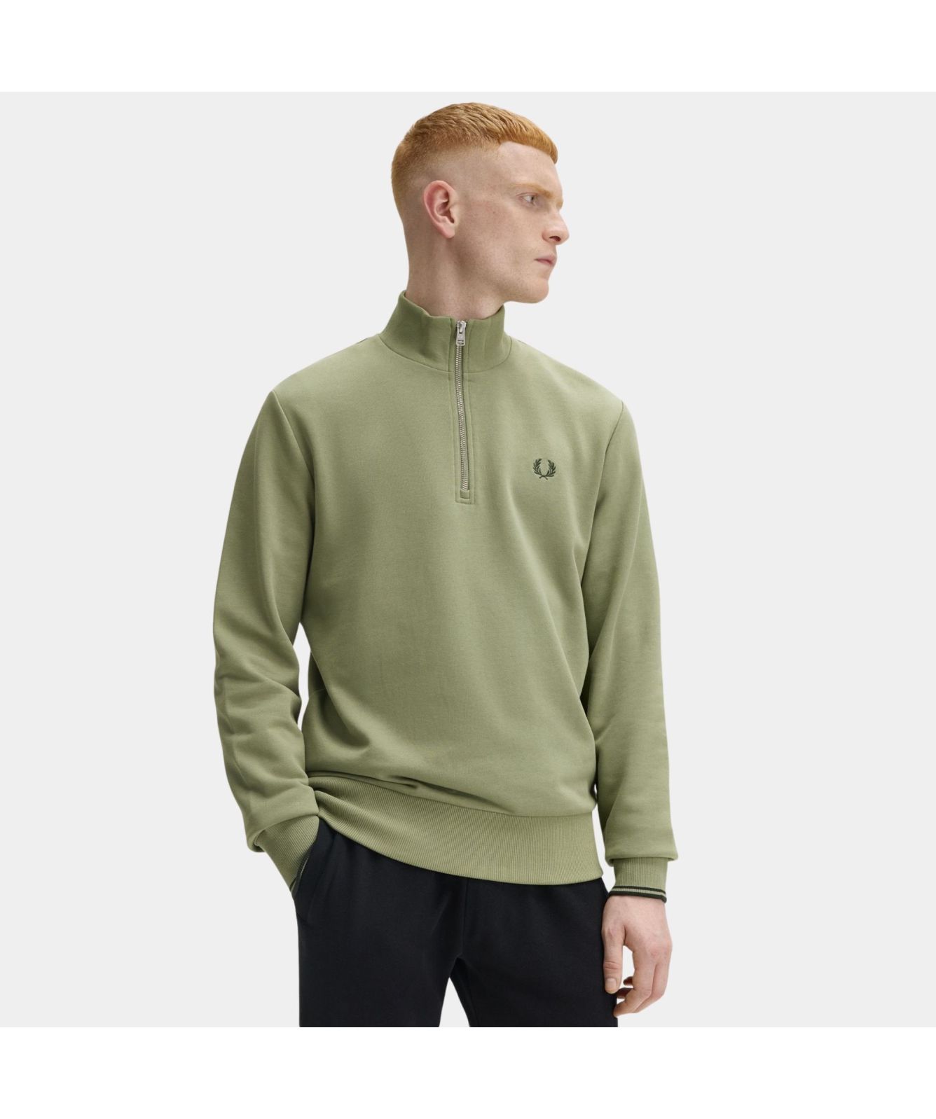 Fred Perry Half Zip Sweatshirt Light Smoke M3574-146, Olive