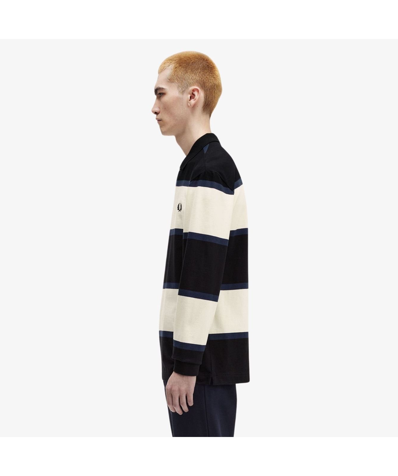 Fred Perry Long Sleeve Striped Polo Shirt | Navy-M8519-560
