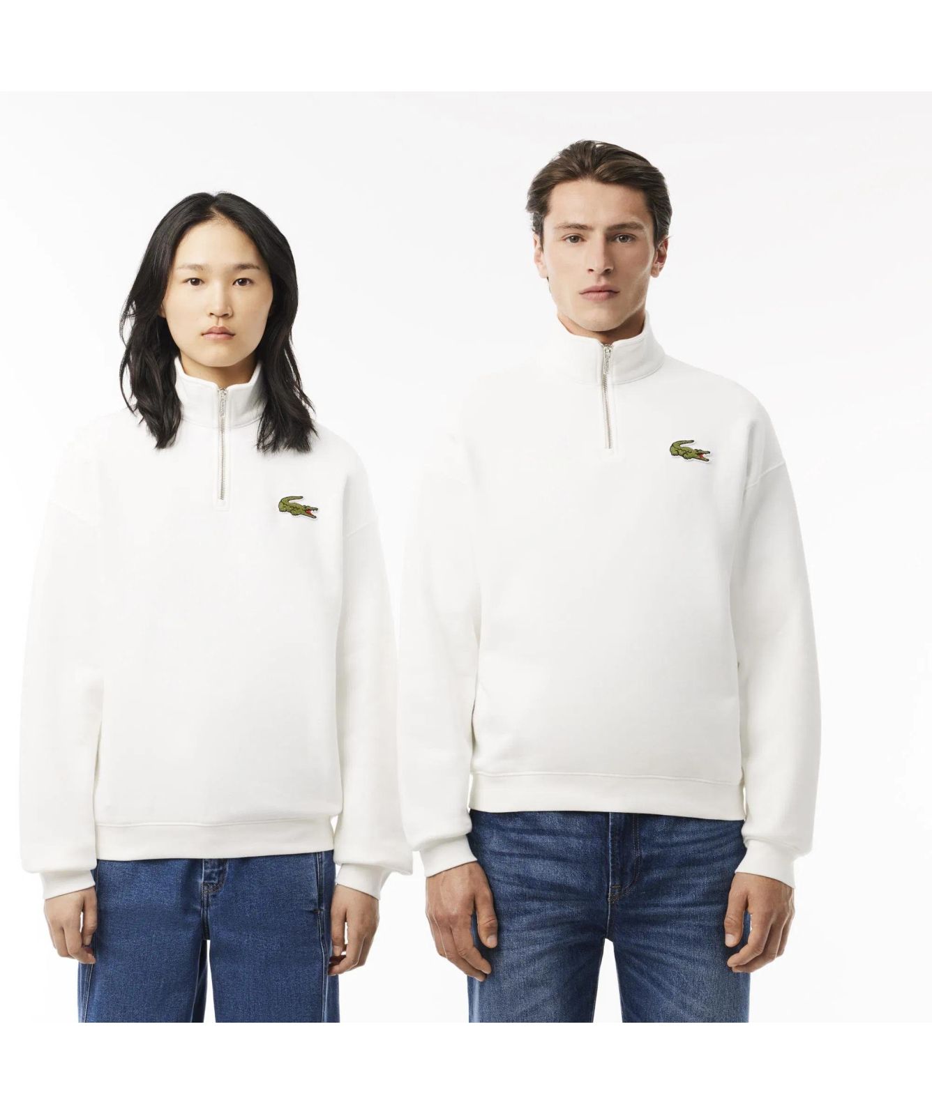 Lacoste Unisex ¼ Zip Loose Fit Sweatshirt | White- SH2748 70V