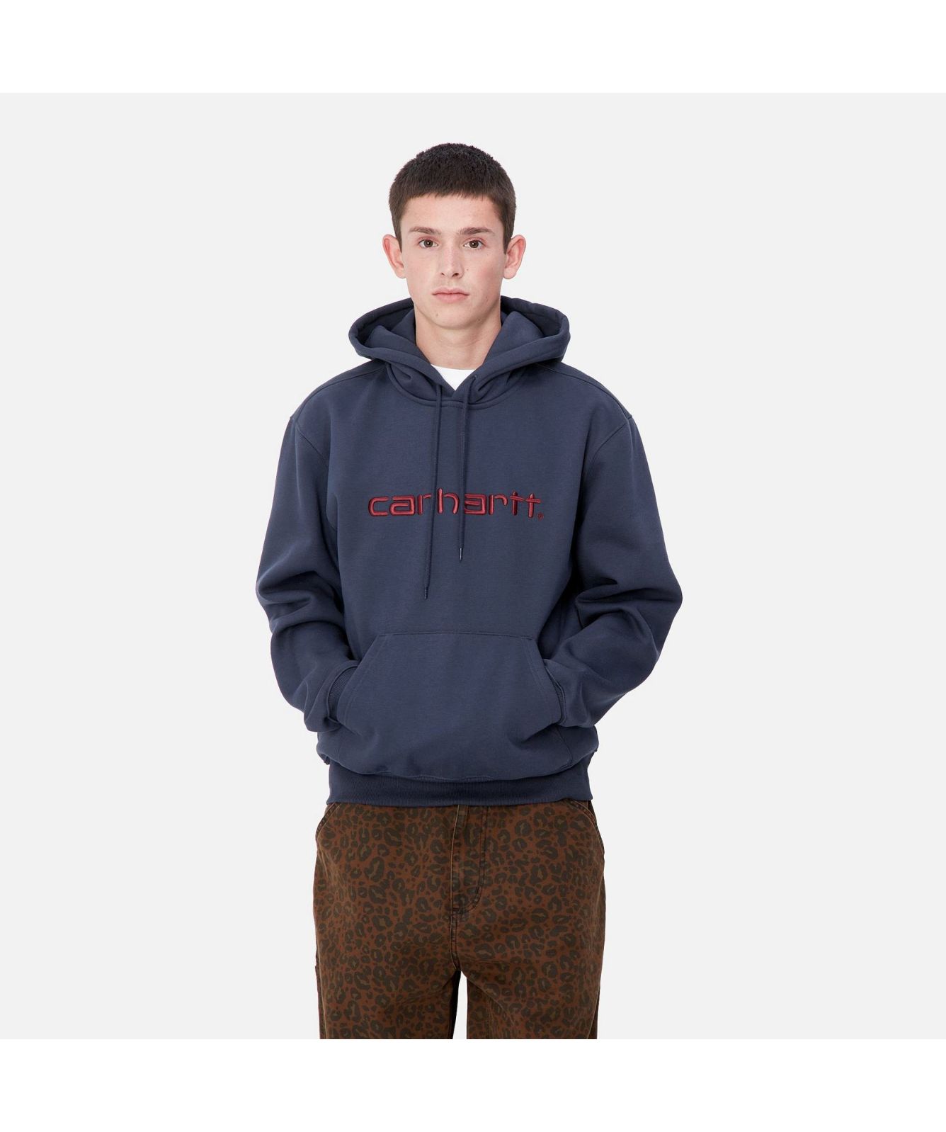 Carhartt WIP Hooded Carhartt Sweat | Grey-I030547-2IN-Khaki-2I9