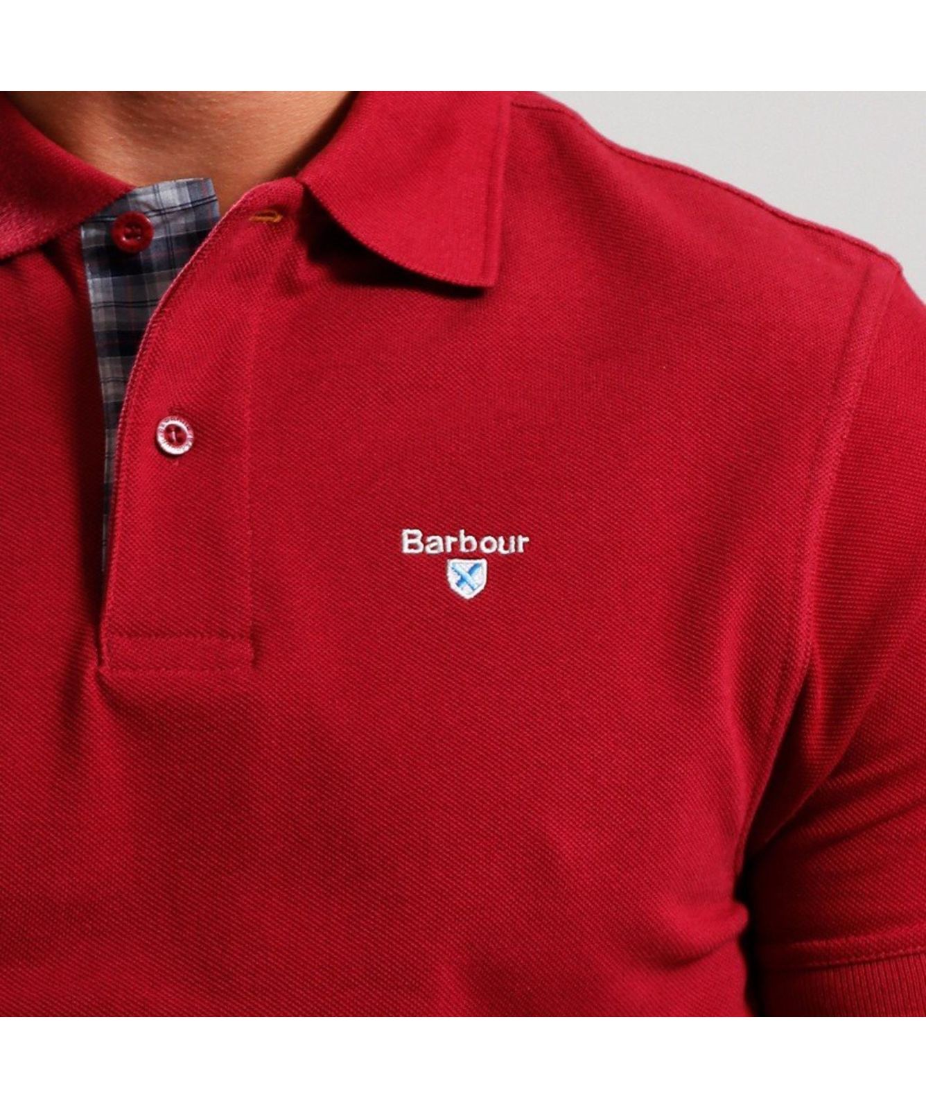 Tシャツ・カットソー Barbour SS25 Tartan pique polo shirt (MML0012 WH11) Barbour Mens Tartan Pique Polo Shirt - MML0012