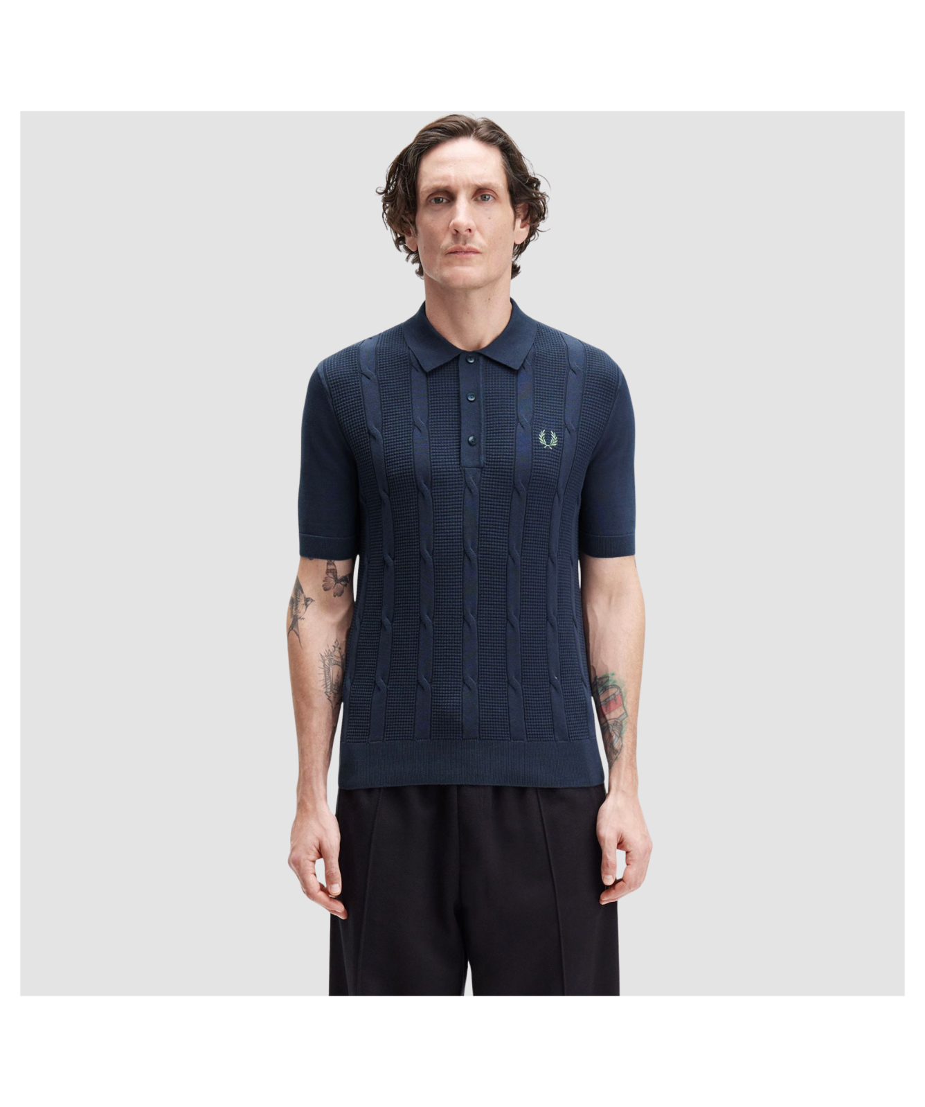 Fred Perry Cable Knit Polo Shirt | Textured Cable Knit Shirt