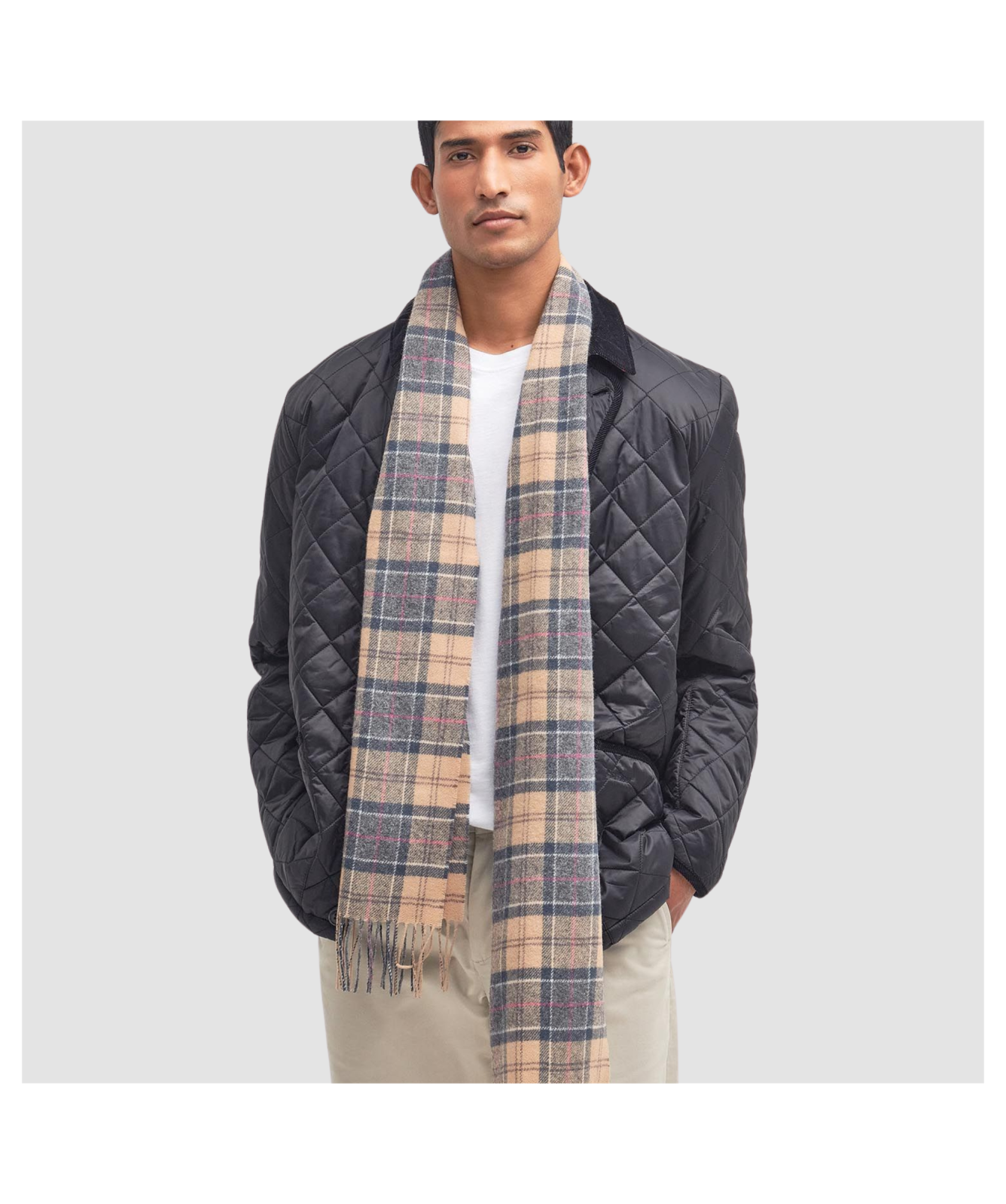 Barbour Lambswool Scarf グレー系 Barbour® Tartan Pure Lambswool Scarf | Orvis