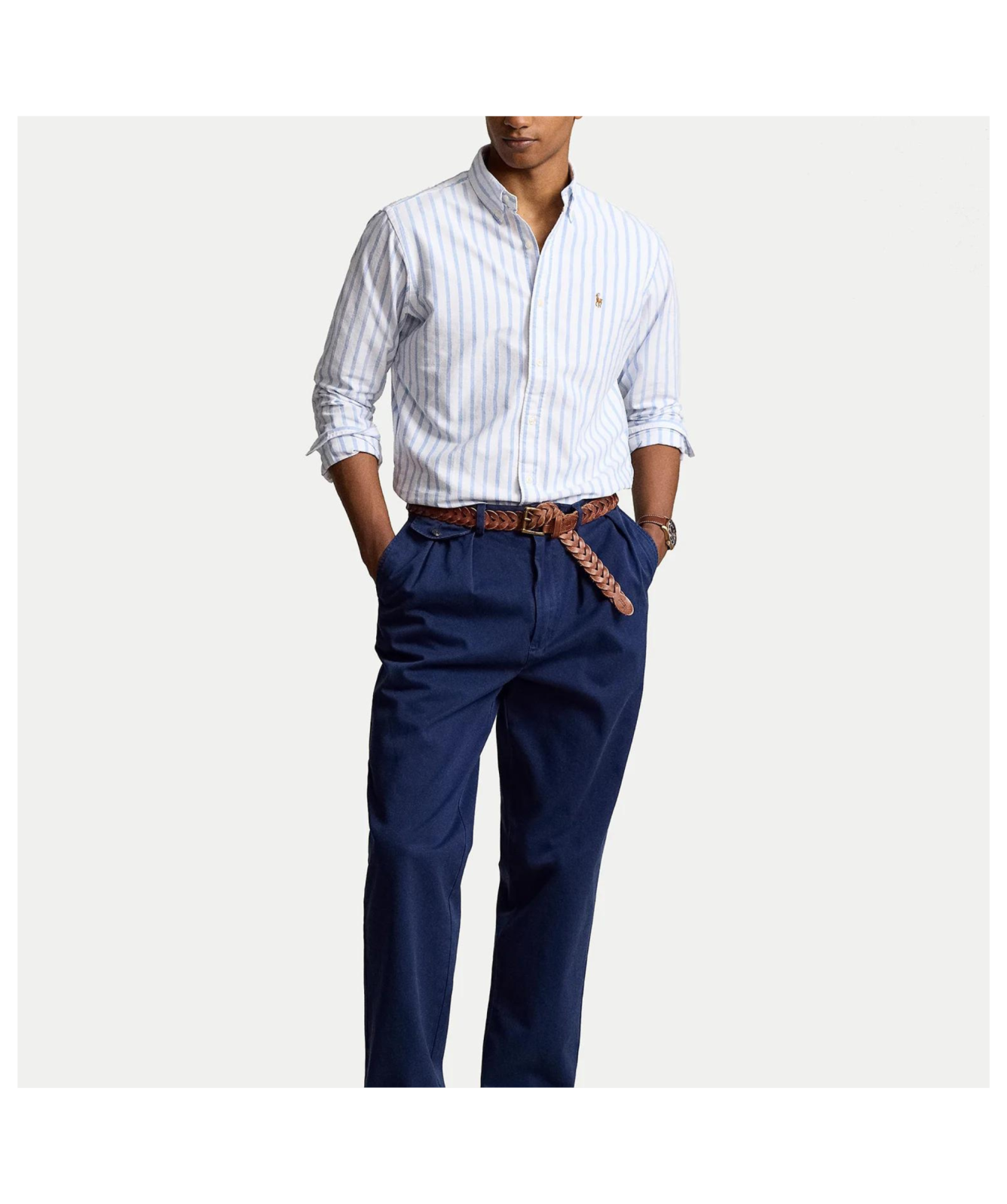 Polo Ralph Lauren Men's Slim Fit Striped Oxford Shirt Blue/White