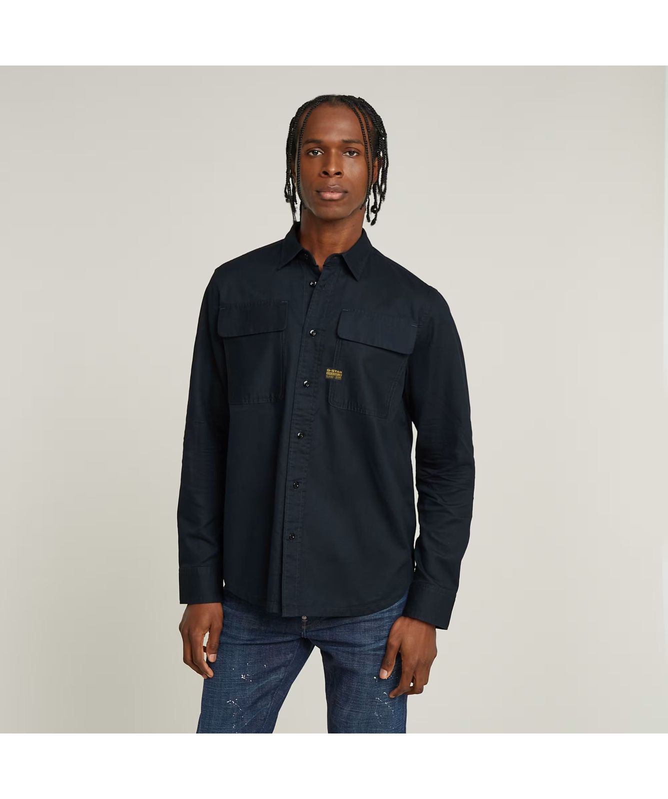 G-Star CPO Waffle Linen Regular Shirt | Navy-D23583-D913-C742
