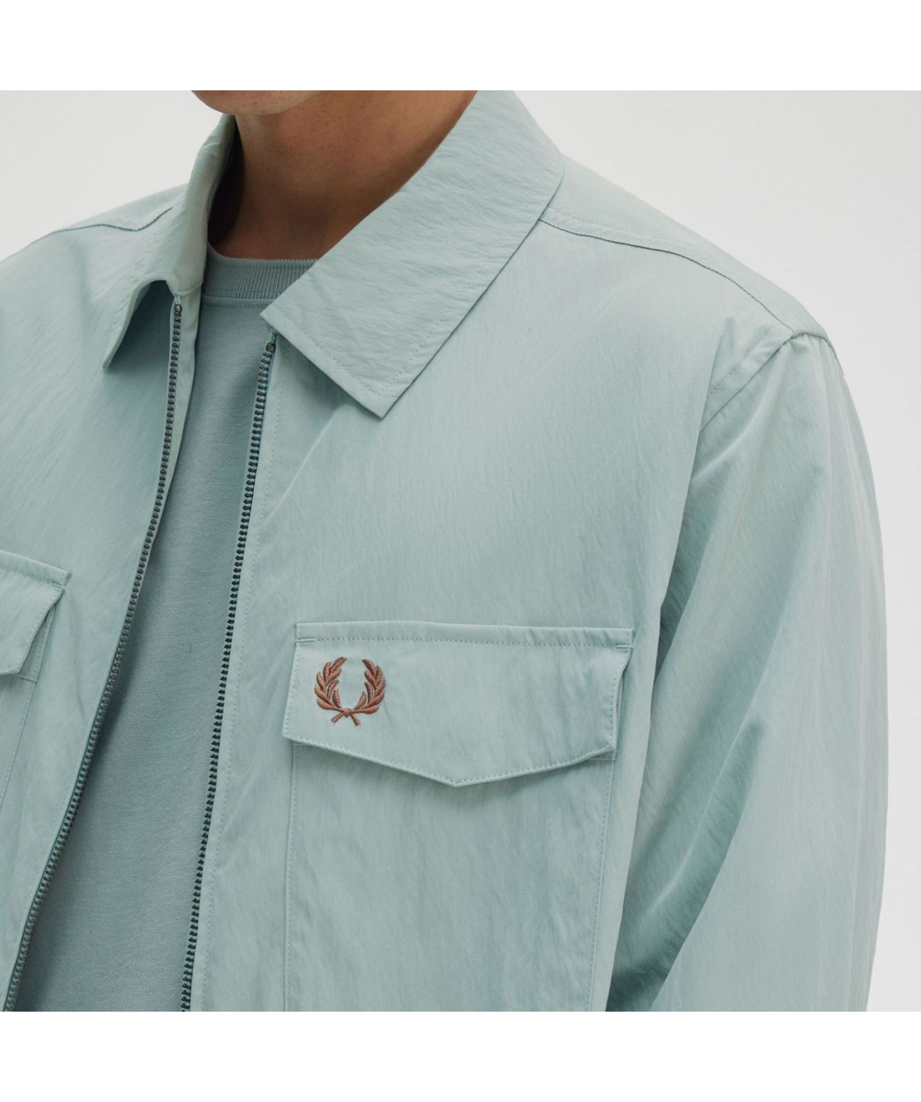 Fred Perry Two-Way Zip Through Pocket Overshirt | Silverblue-M5684