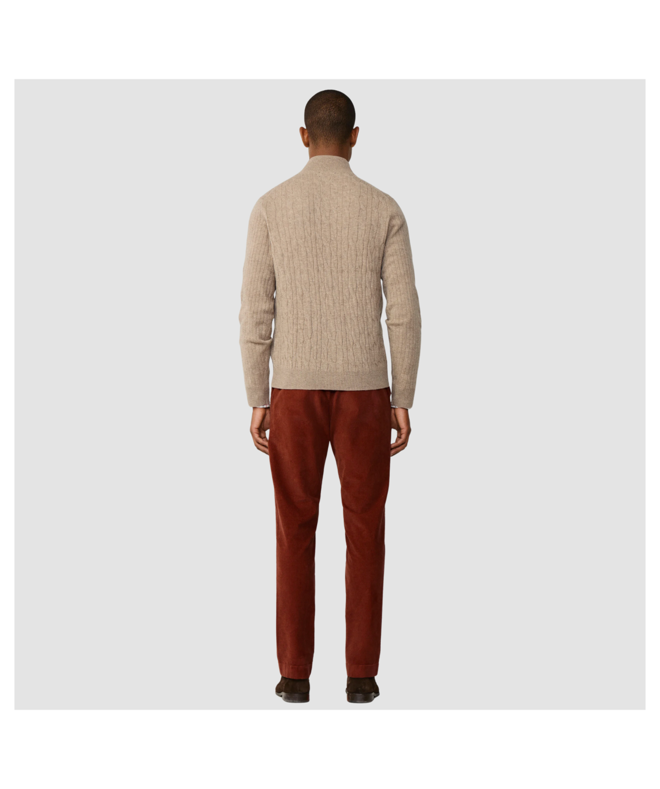 Hackett London Knitwear | Lambswool Cable Quarter Zip Jumper