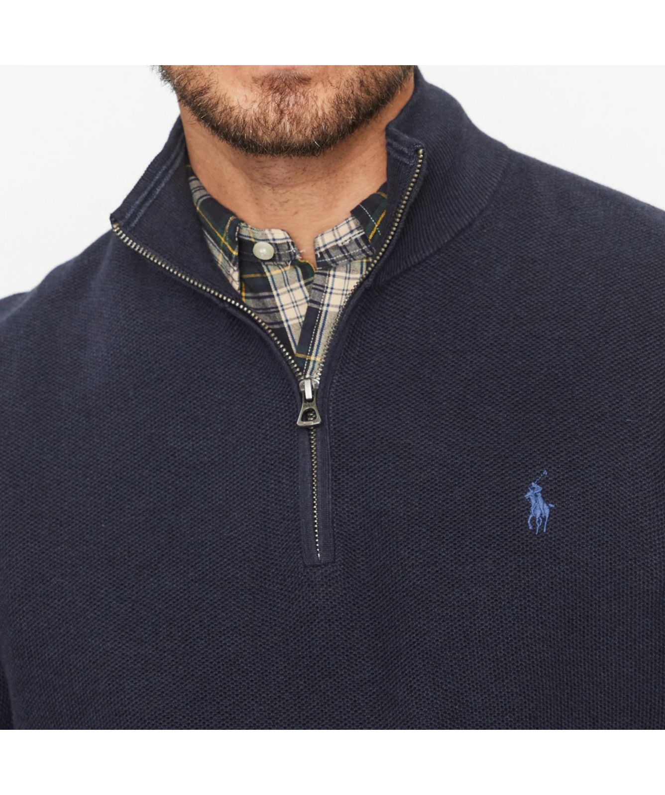 Polo Ralph Lauren Honeycomb Texture ¼ Zip Jumper | brown