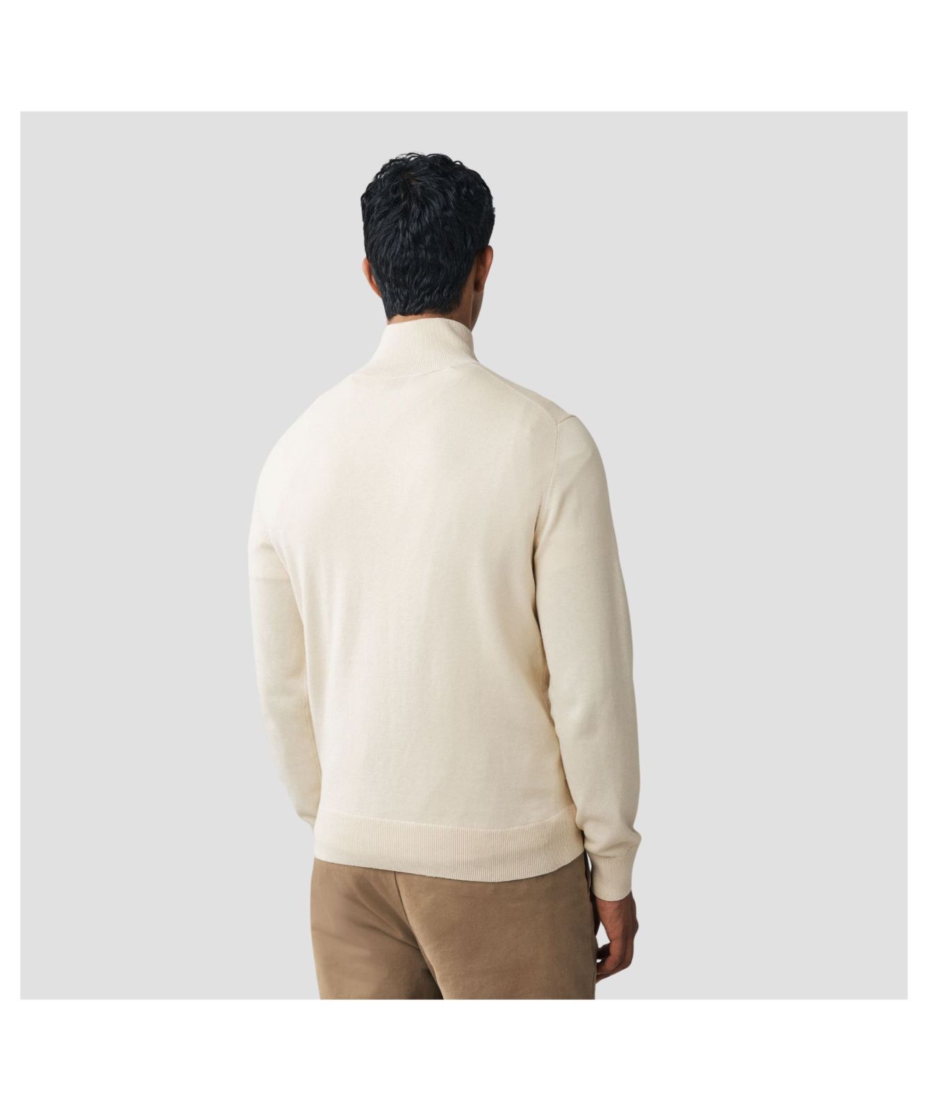 BOSS Logo-Patch Zip-Neck Sweater in Cotton and Cashmere | Black