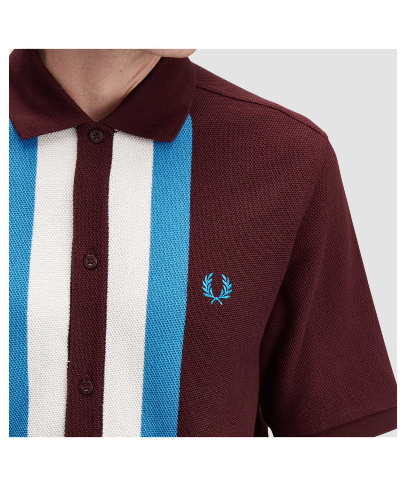 Fred Perry Panelled Button Through Polo Shirt | Oxblood