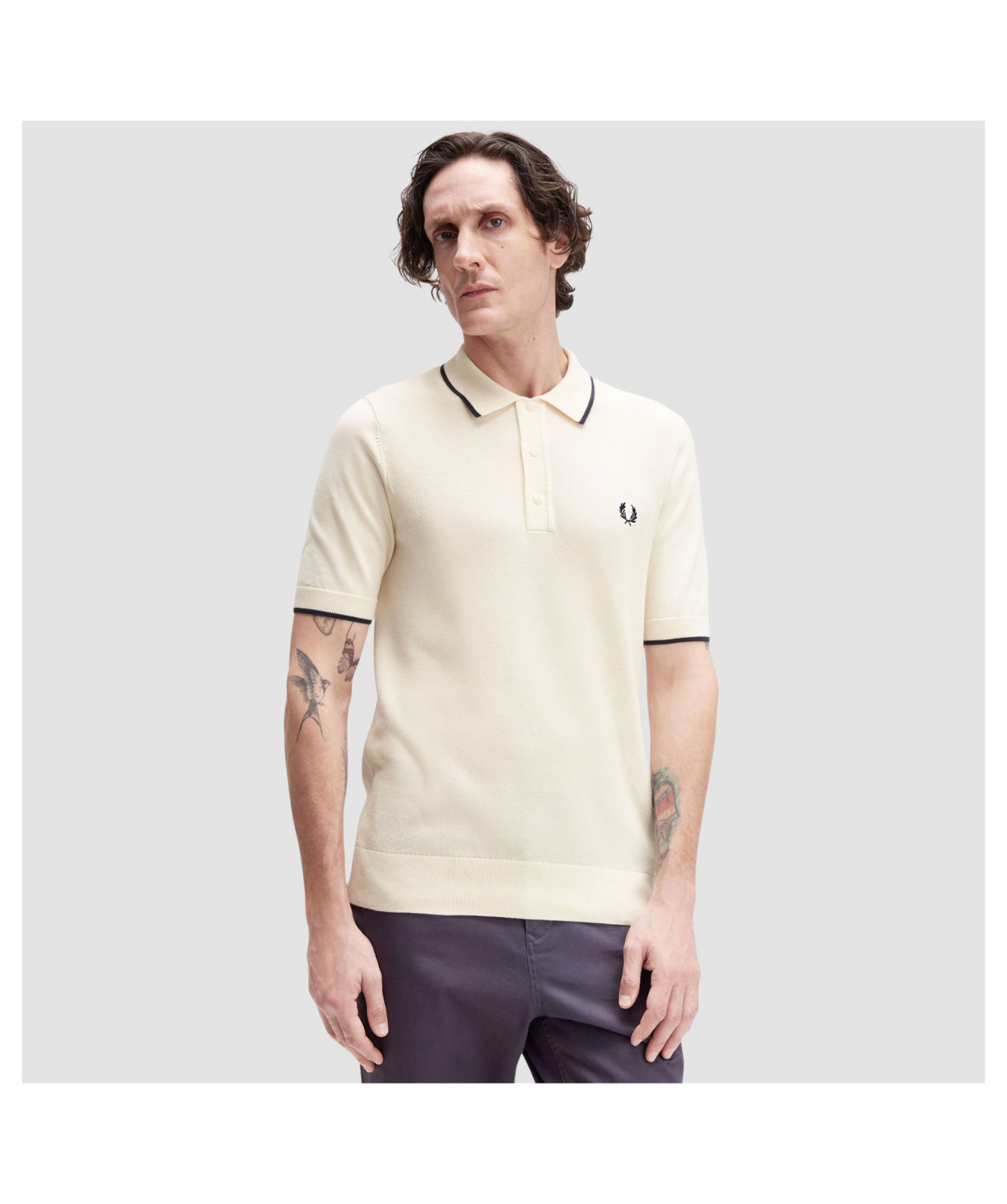 Fred Perry Knitted Polo Shirt | Pique Stitch Knitted Shirt | Dark