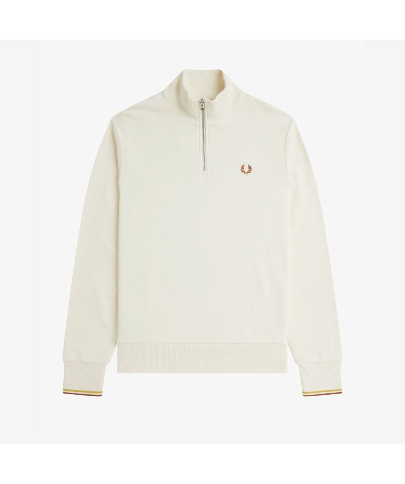 【perry】 Fred Perry ¼ Zip Men's Sweatshirt | Sand-M3574-W69-Green-W64
