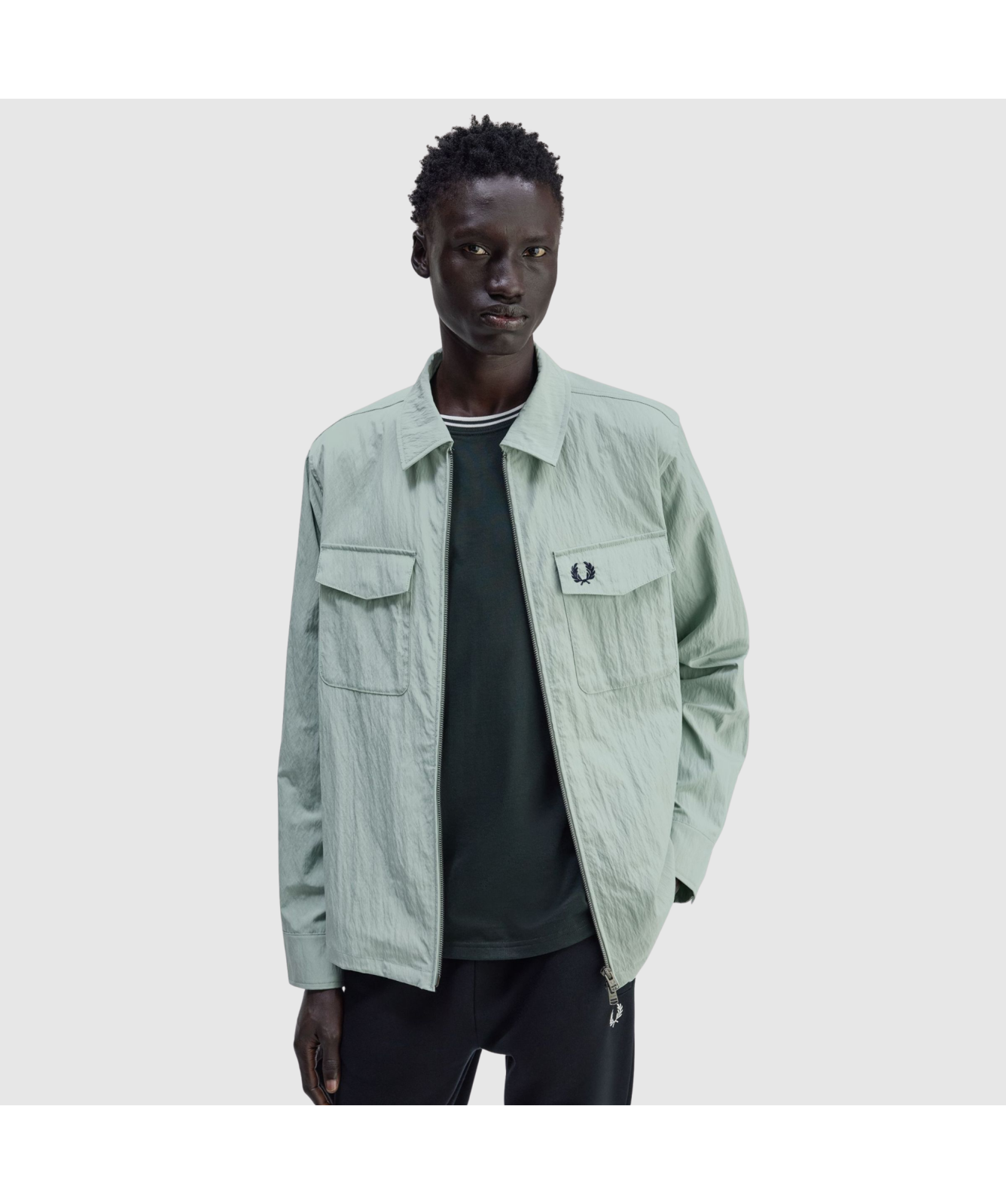 【perry】 Fred Perry Zip Through Overshirt | Bayleaf - M5684-Z16