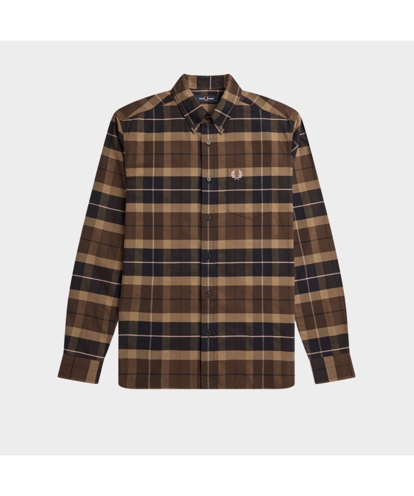 FRED PERRY F1913_TARTAN PANELLED TEE　美品 Fred Perry Brushed Tartan Button Down Shirt | green-M6643