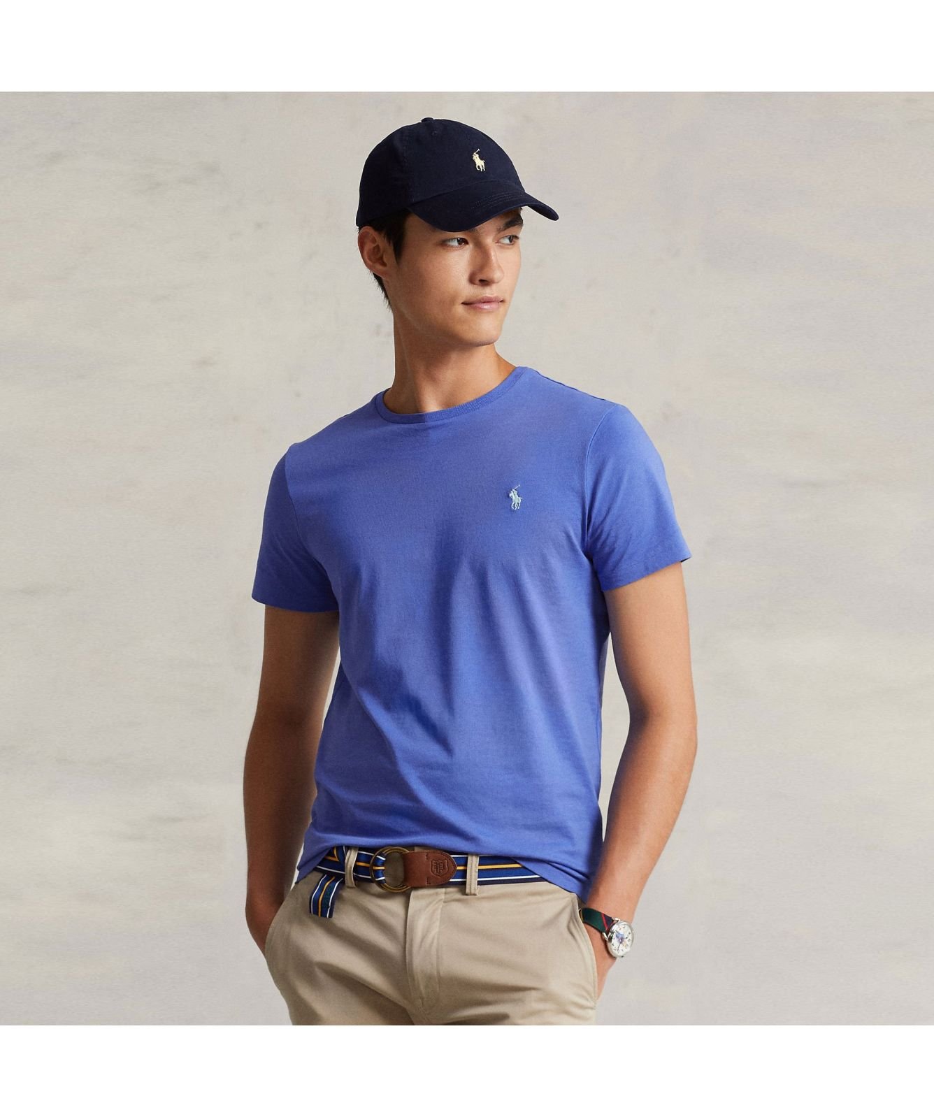 ★POLO RALPH LAUREN★ Custom Slim Crew Neck T-Shirt Blue MNP Ralph Lauren Polo Men Custom Fit Crew Neck Pony Logo T-Shirt