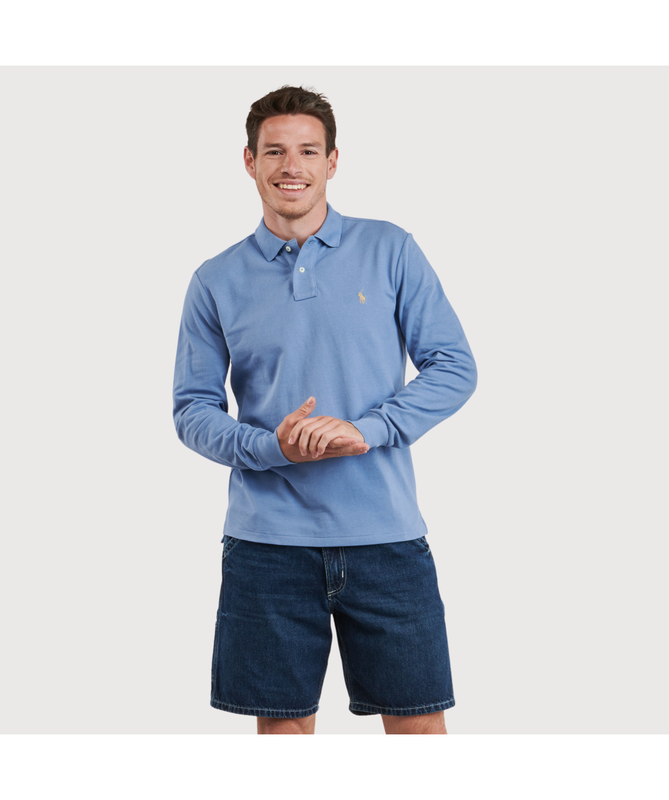 Polo Ralph Lauren Custom Slim Fit Mesh Cotton Polo Shirt | Blue 