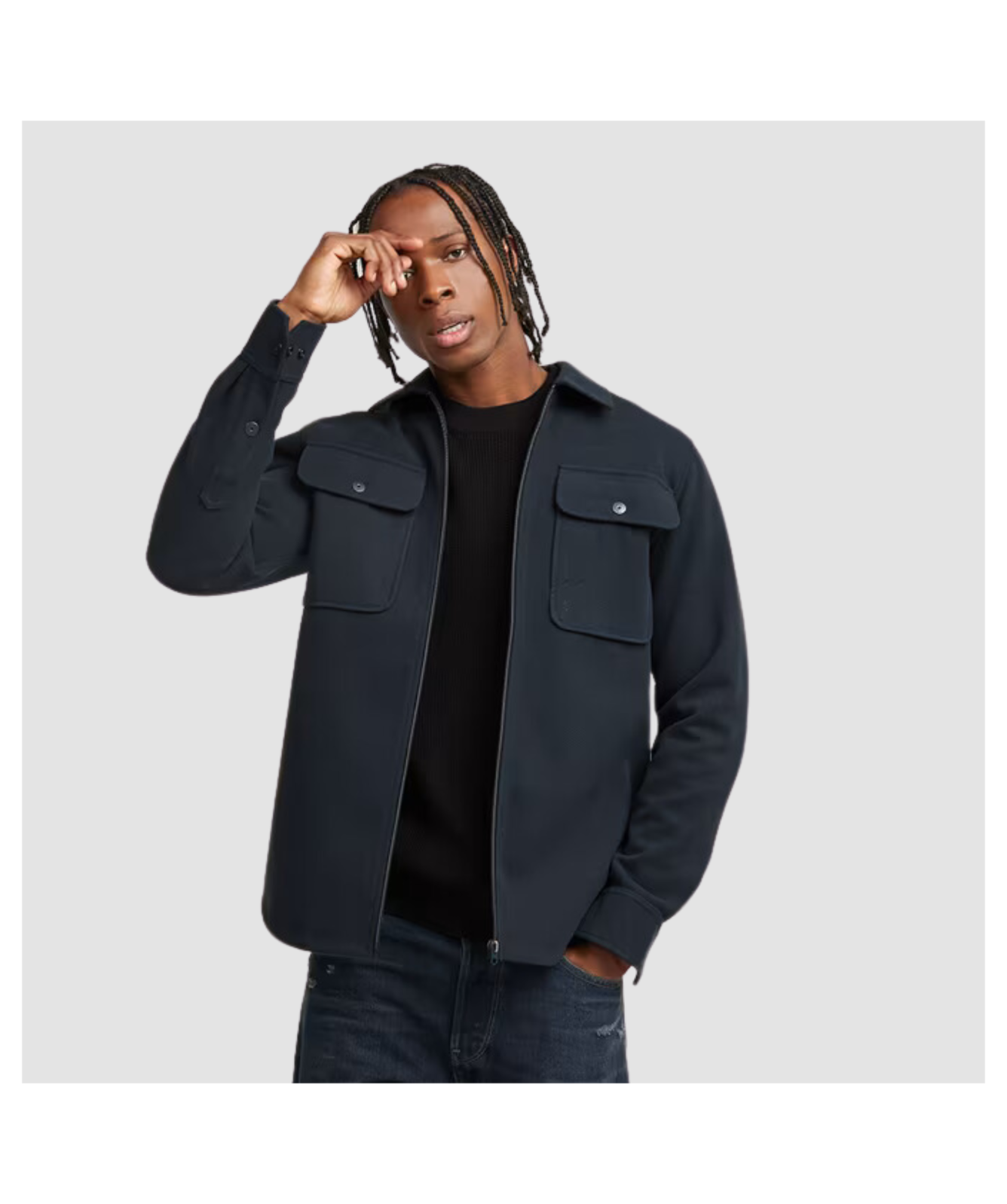 G-Star Men's GPO Zip Overshirt Navy D25825-D200-862