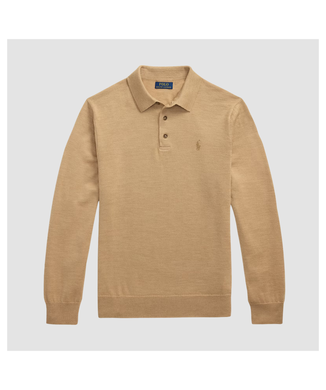 Polo Ralph Lauren Jumper | Wool Polo-Collar Jumper | Camel Melange